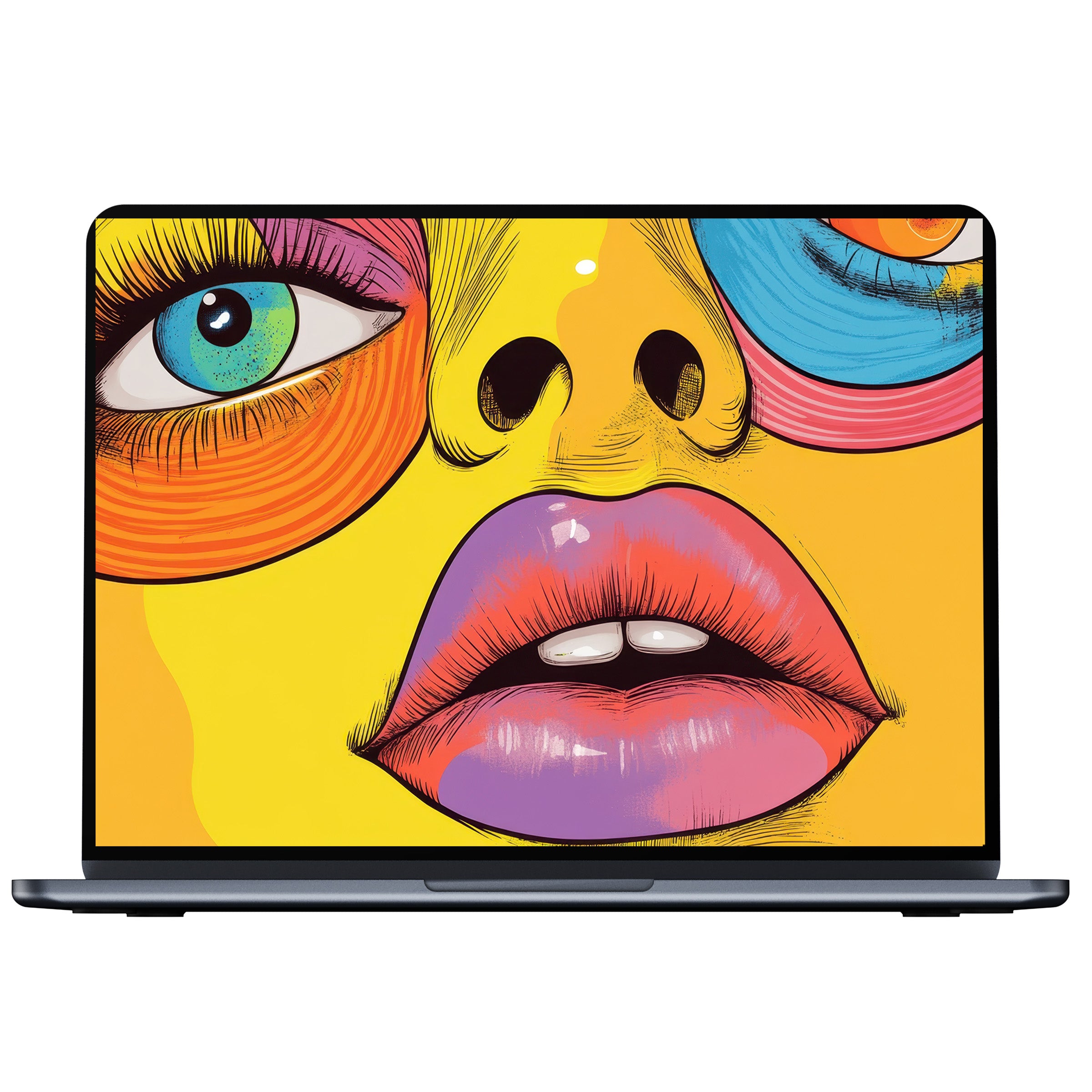 Vibrant pop art desktop wallpaper with bold colors captures attention on PC or laptop digital download for stylish inspiration