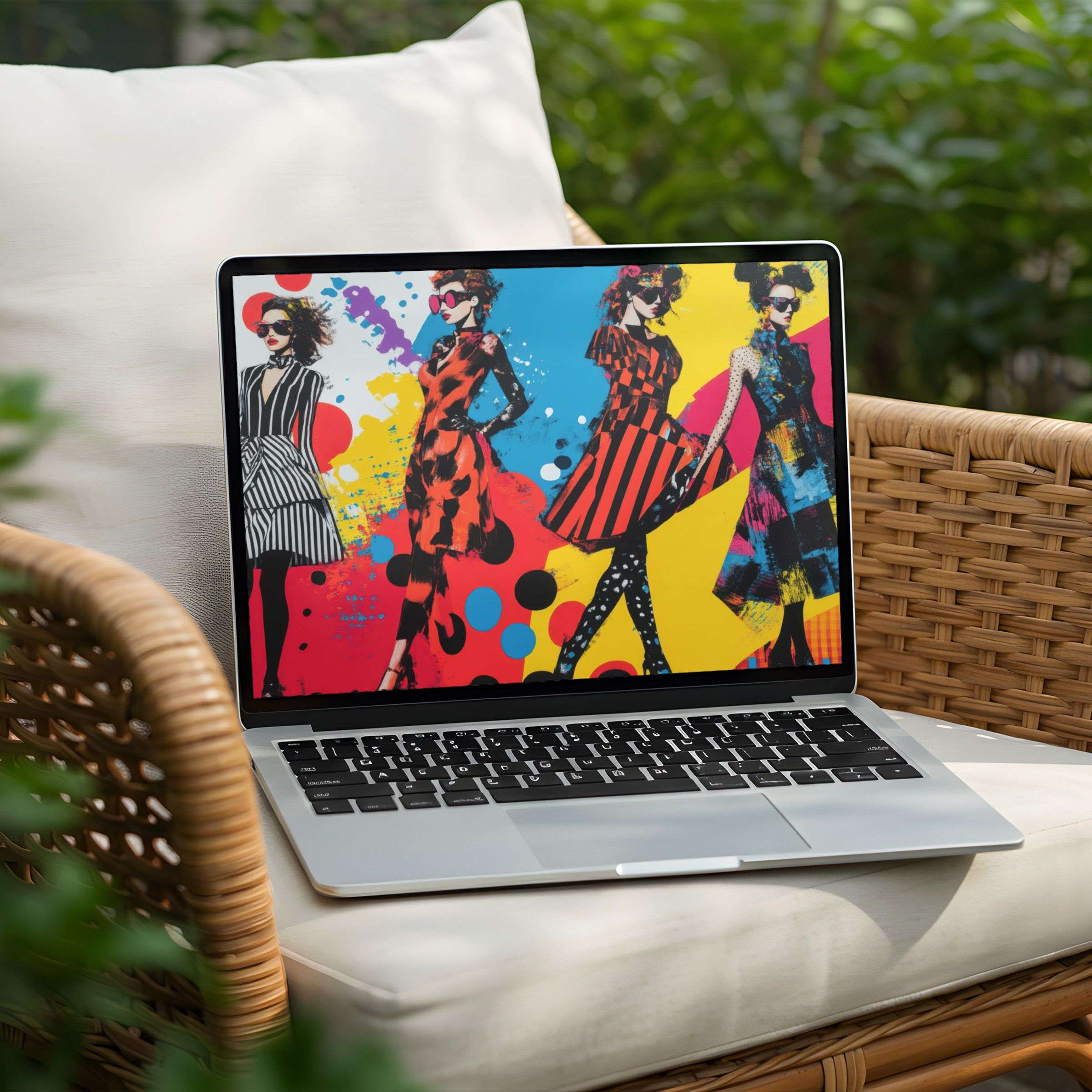 Vibrant fashion art desktop background for PC and Laptop instant download offers elegance and inspiration in every workspace