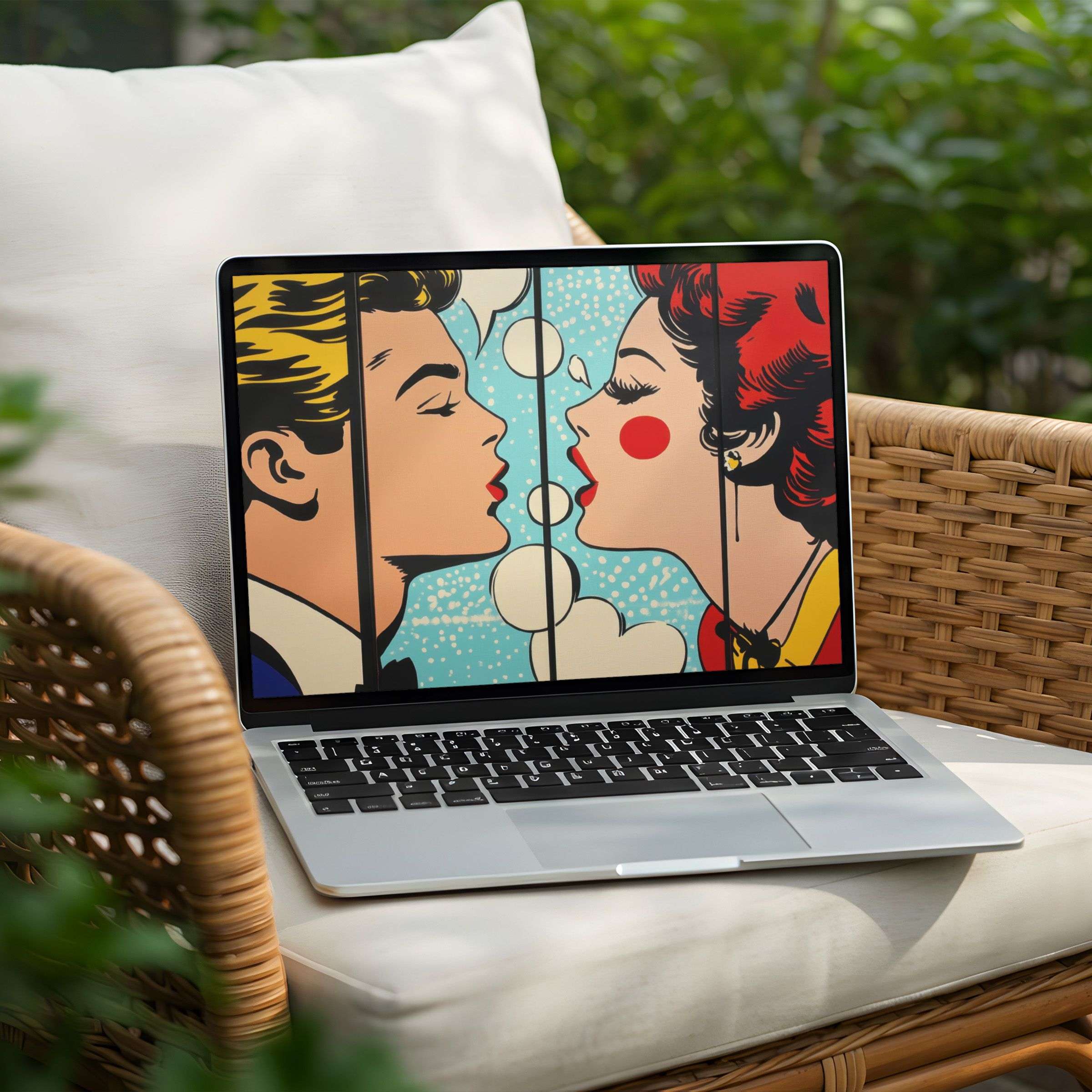 Pop art desktop background for PC or Laptop instant download inspiring calm elegance with vibrant colors and chic design