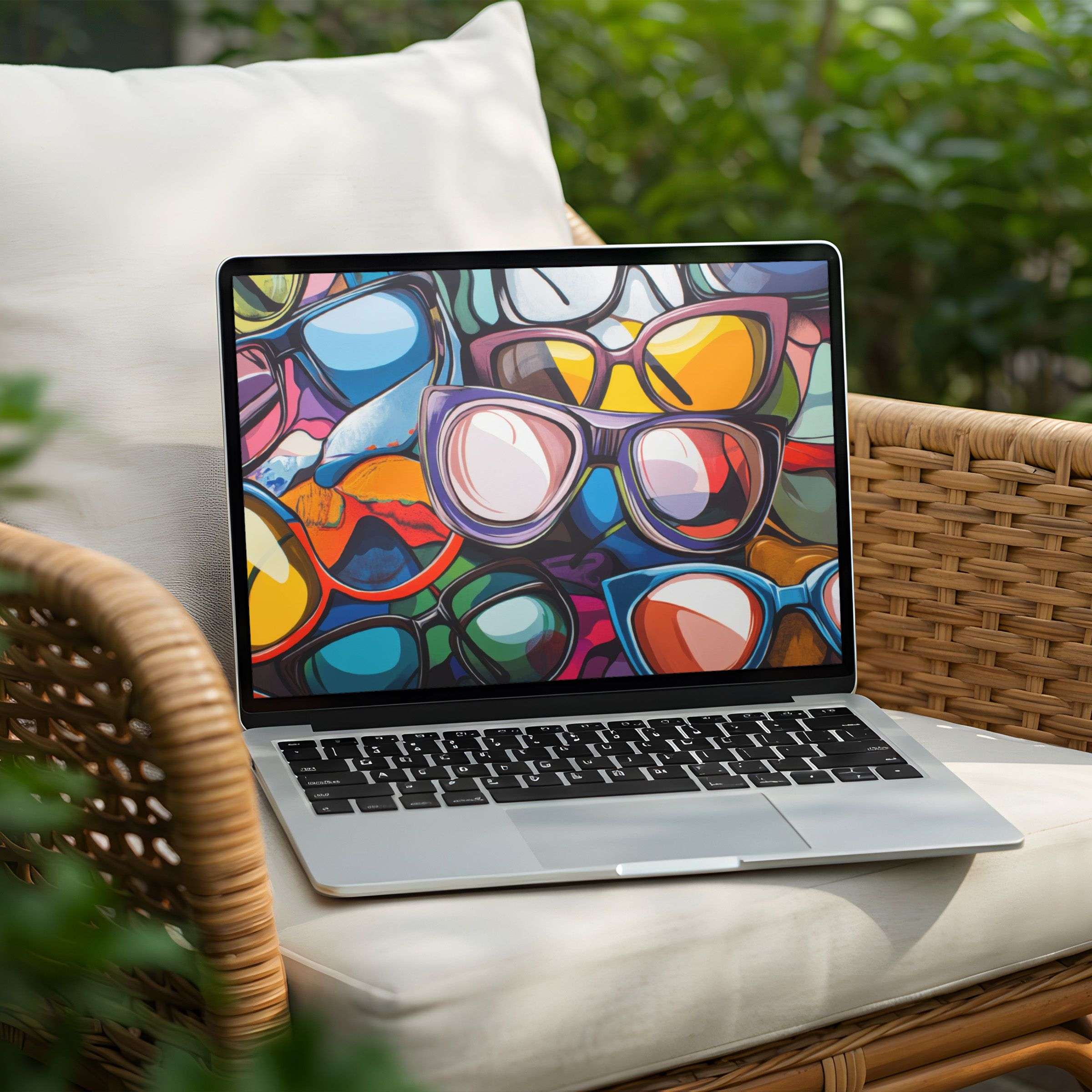 Elegant art featuring vibrant sunglasses offers a mindful, colorful desktop background for instant download to your PC or Laptop