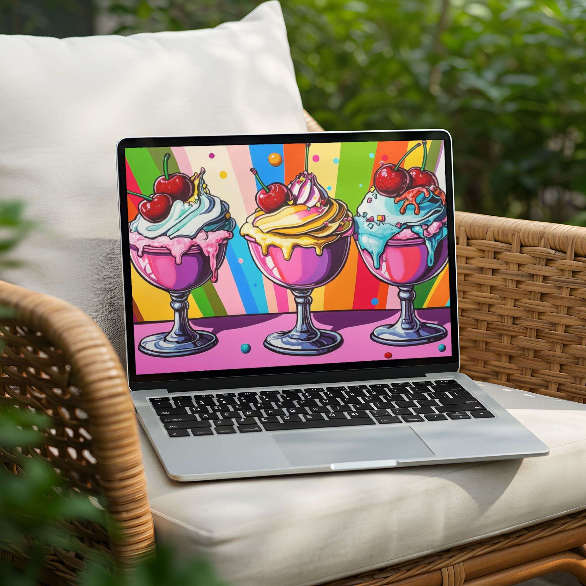 Vibrant ice cream art desktop background for PC or Laptop instant download to inspire creativity and colorful elegance