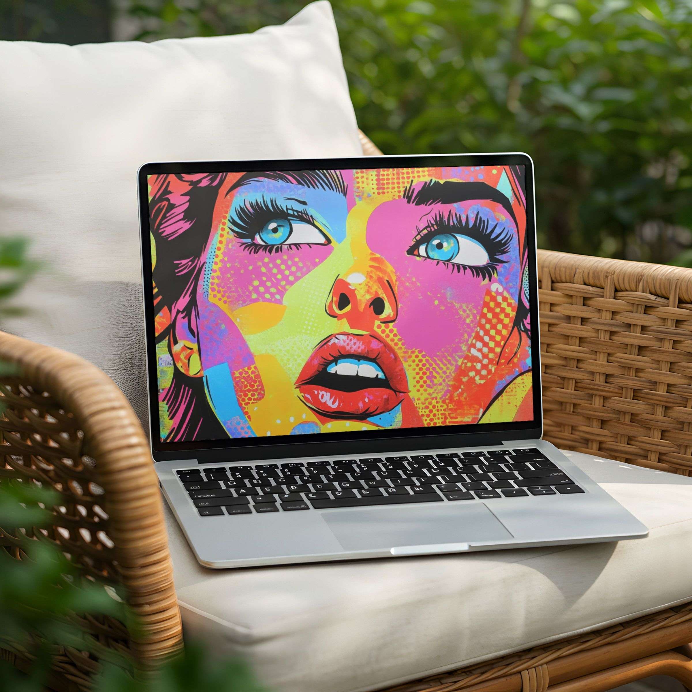 Vibrant pop art desktop background for PC and Laptop instant download inspiring creativity and elegance in your digital space