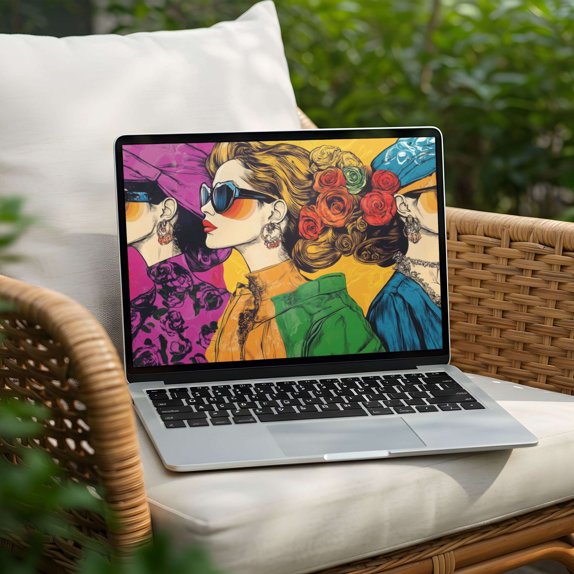 Vibrant digital art desktop background for PC or Laptop, offering instant download for a stylish and inspiring workspace ambiance
