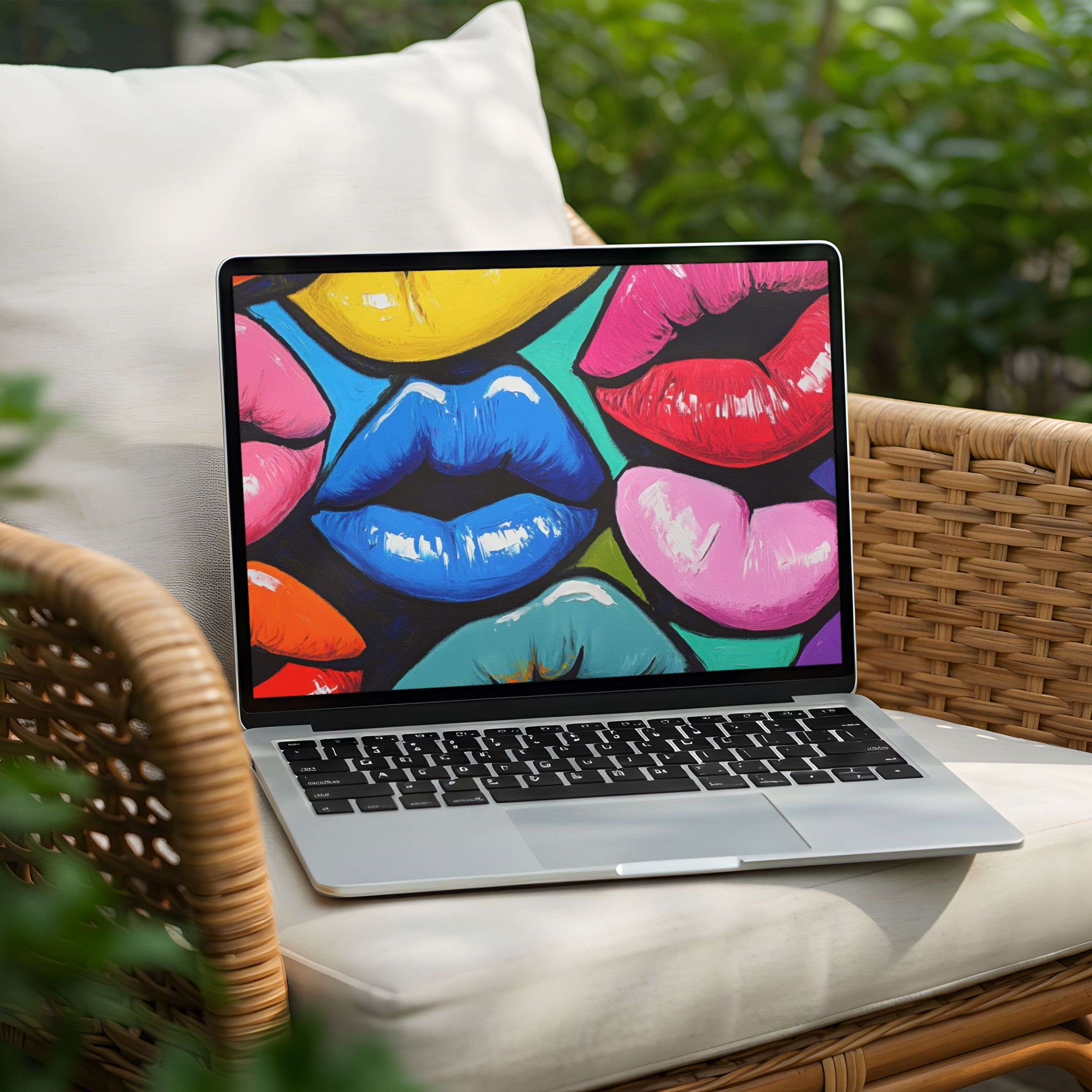 Vibrant lip art brings an inspiring touch to your PC Laptop desktop background Instant download for serene yet vivid elegance