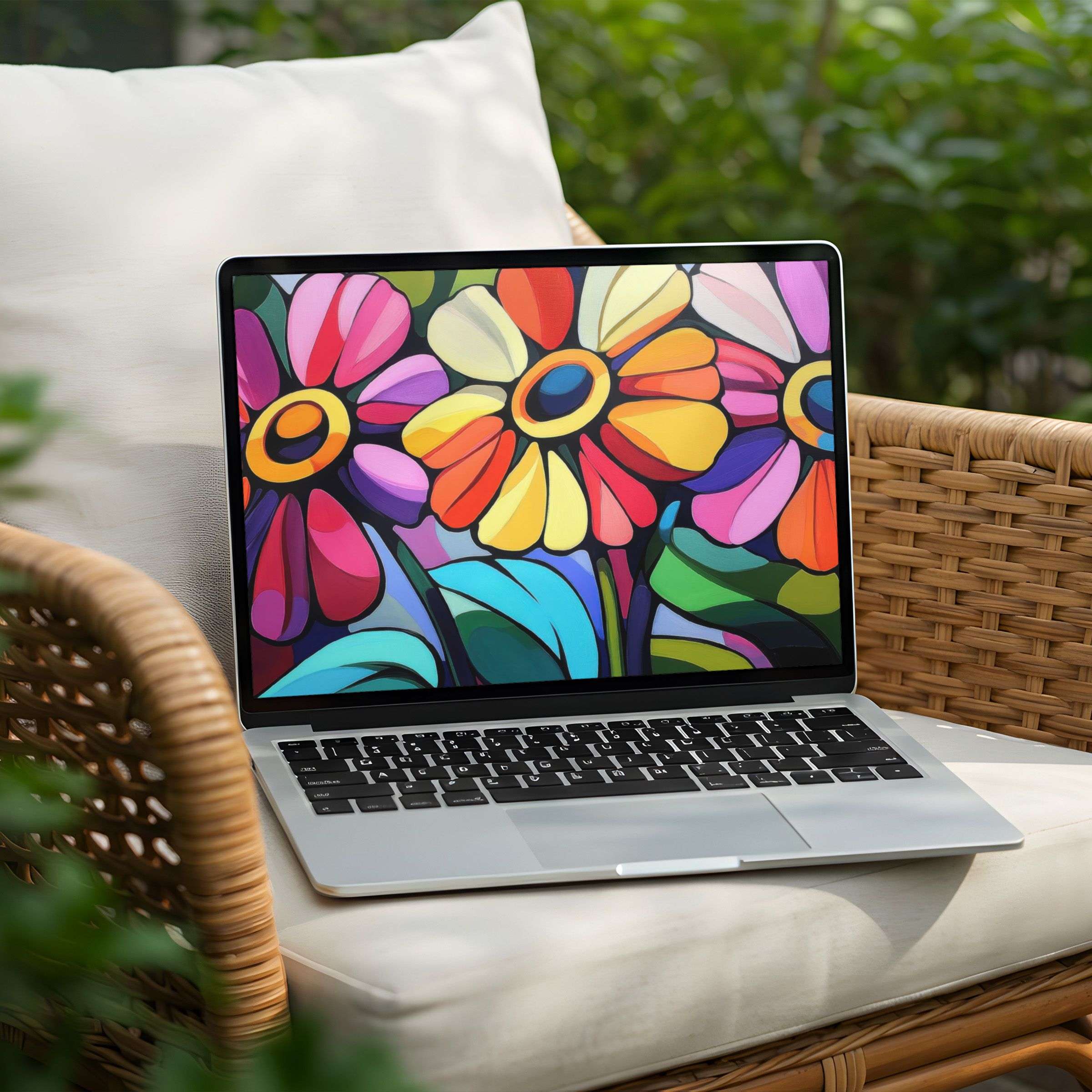 Colorful floral abstract desktop background for PC or Laptop inspires calm elegance Instant download for mindful aesthetics