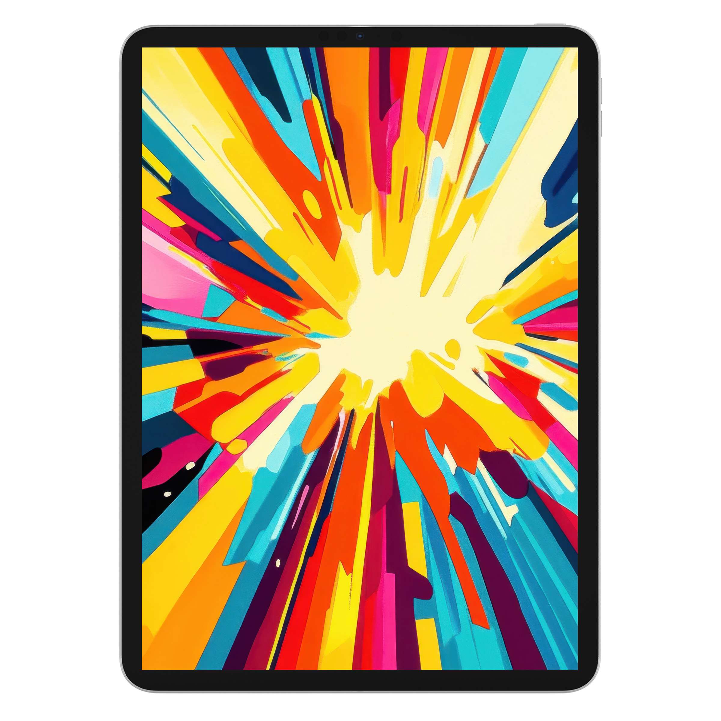 Vibrant pop art iPad wallpaper with dynamic colors designed as a digital download for Samsung and Android tablet background use