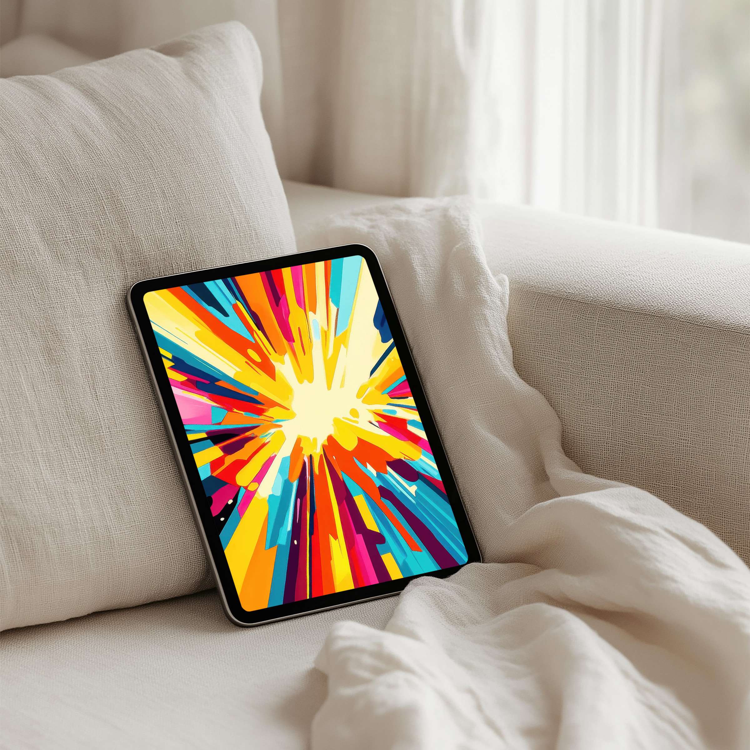 Vibrant explosion of colors iPad background for instant download calms and inspires on any tablet creating an elegant atmosphere