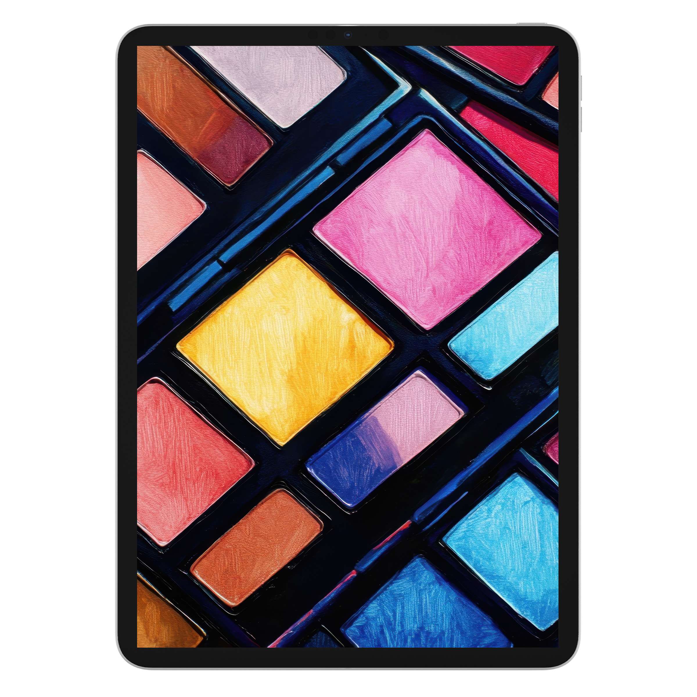 Vibrant pop art iPad wallpaper featuring colorful geometric patterns for a stylish tablet background digital download suitable for Android