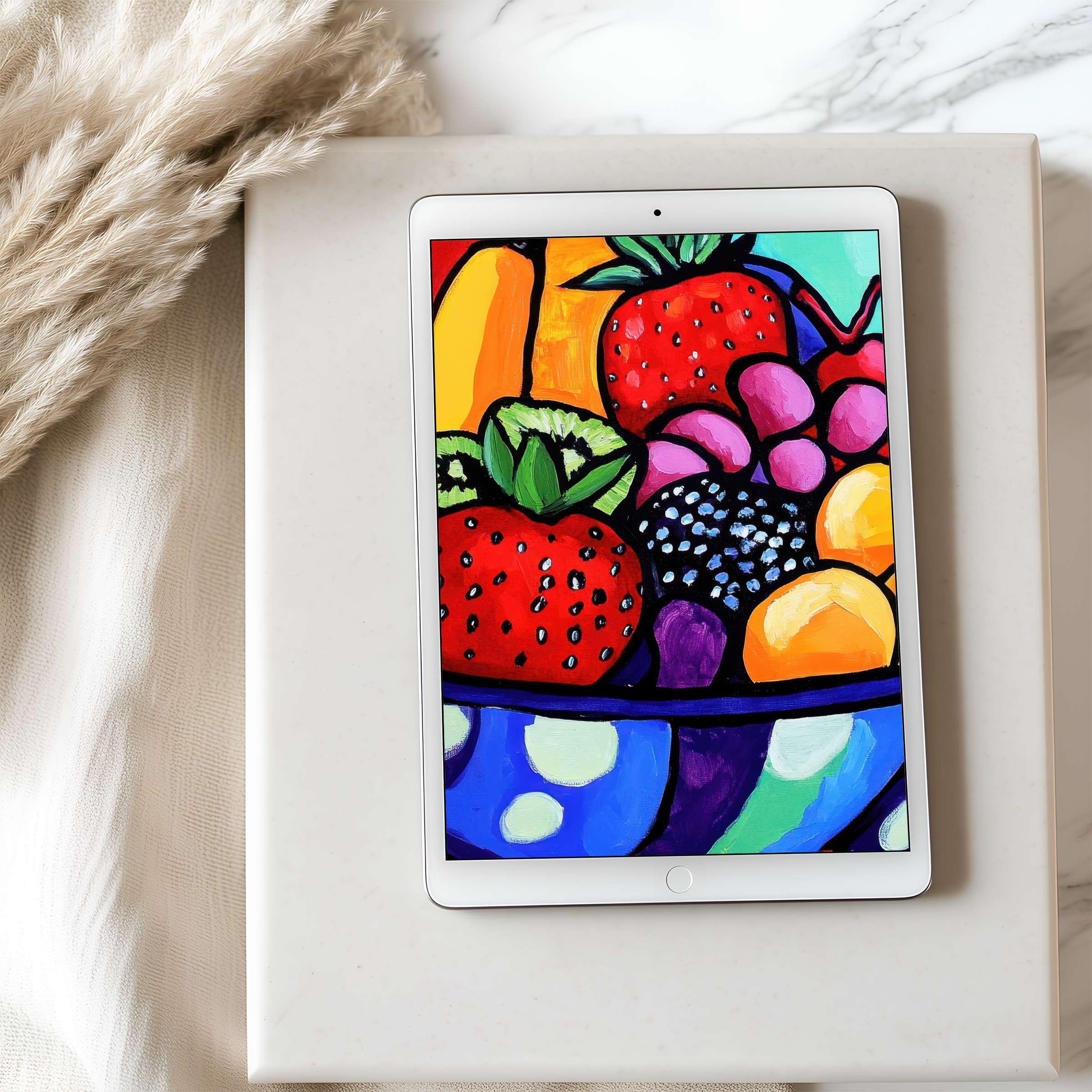 Vibrant fruit-themed tablet wallpaper in high resolution, perfect for iPad and Android tablets to inspire a calm, stylish ambiance