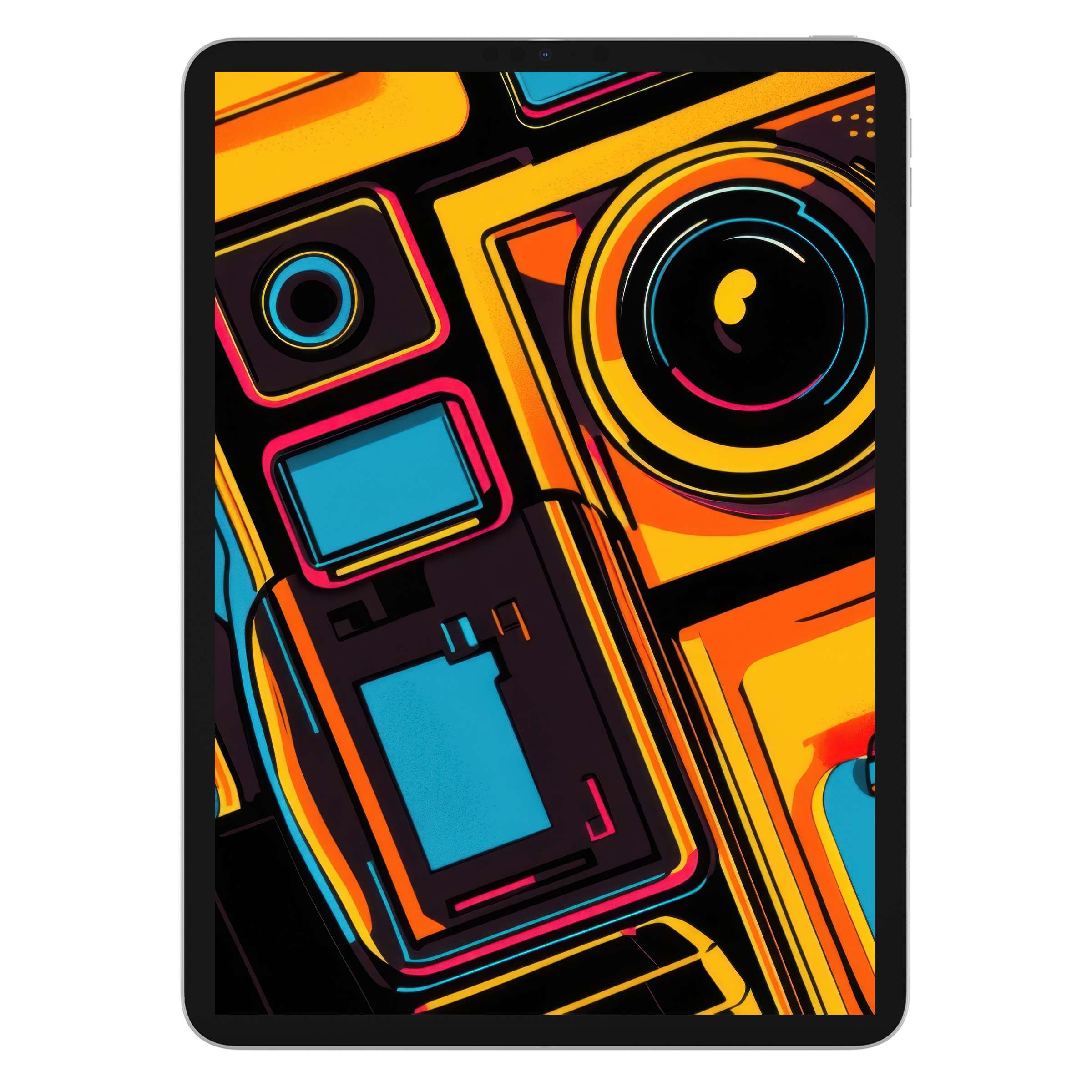 Vibrant pop art iPad wallpaper offers a digital download with an inspiring, colorful background for tablet customization and creativity