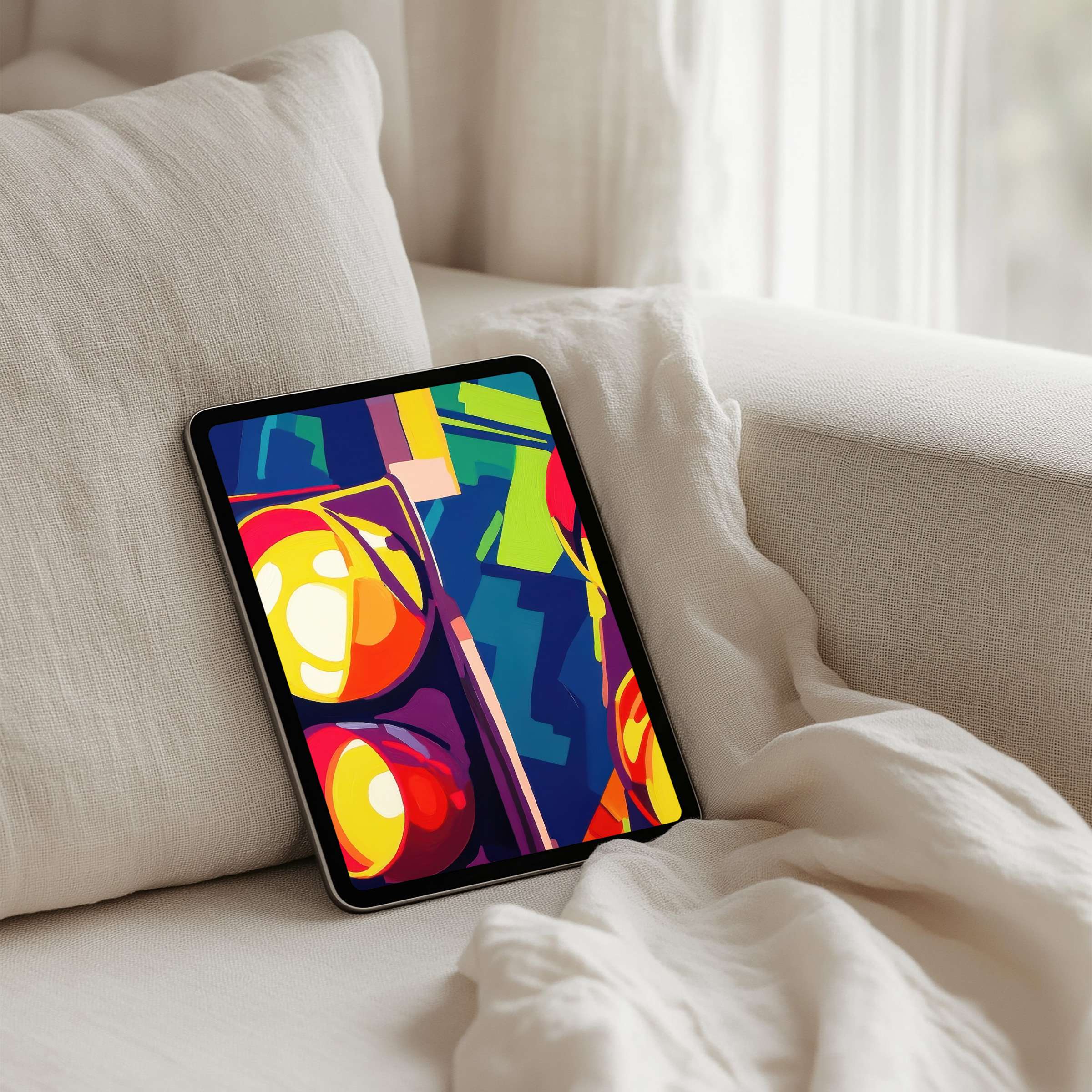 Vibrant abstract art iPad background brings inspiration and calm to your tablet with instant download for a serene space