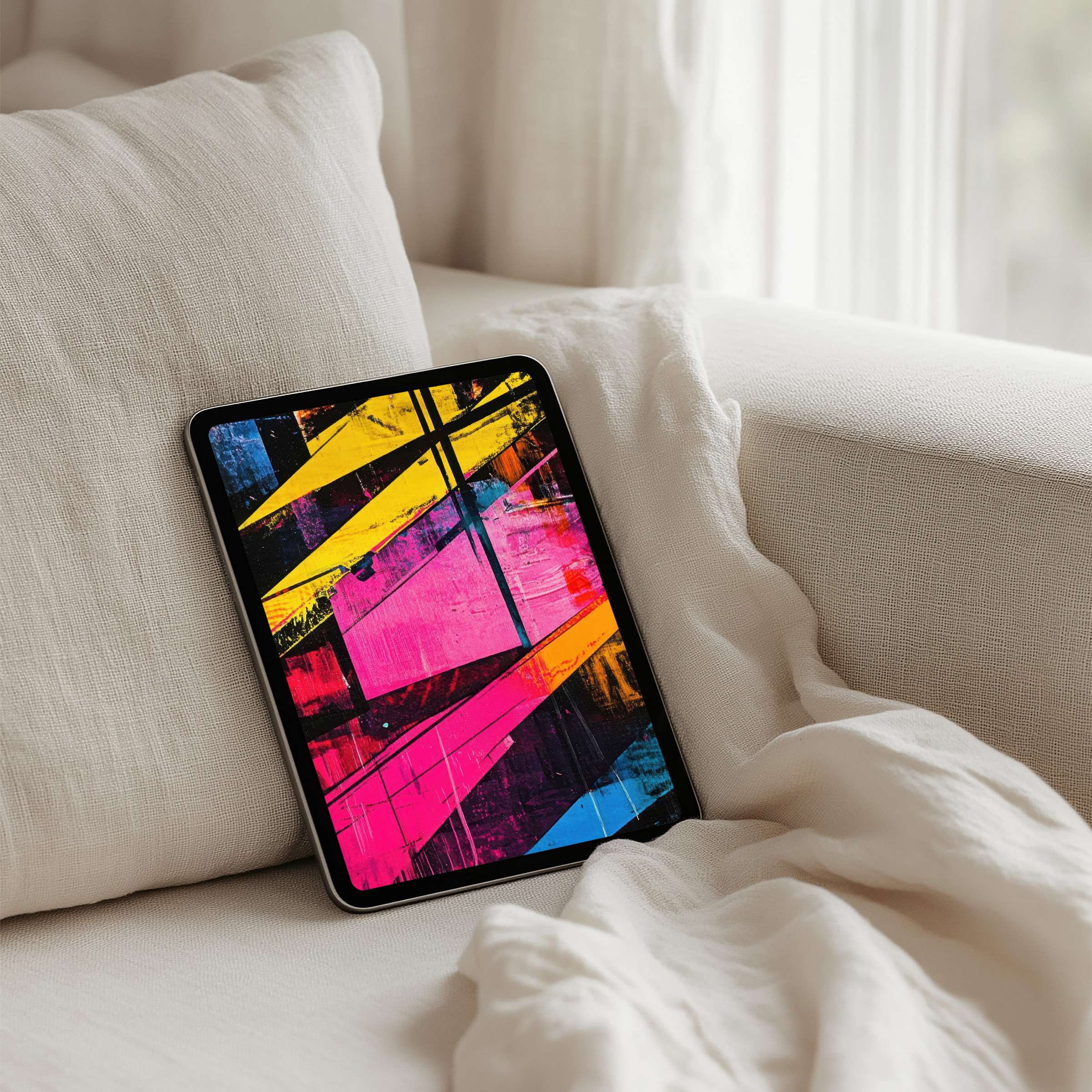 Vibrant abstract iPad background for instant download creates a serene artistic touch, ideal for tablet users seeking inspiration