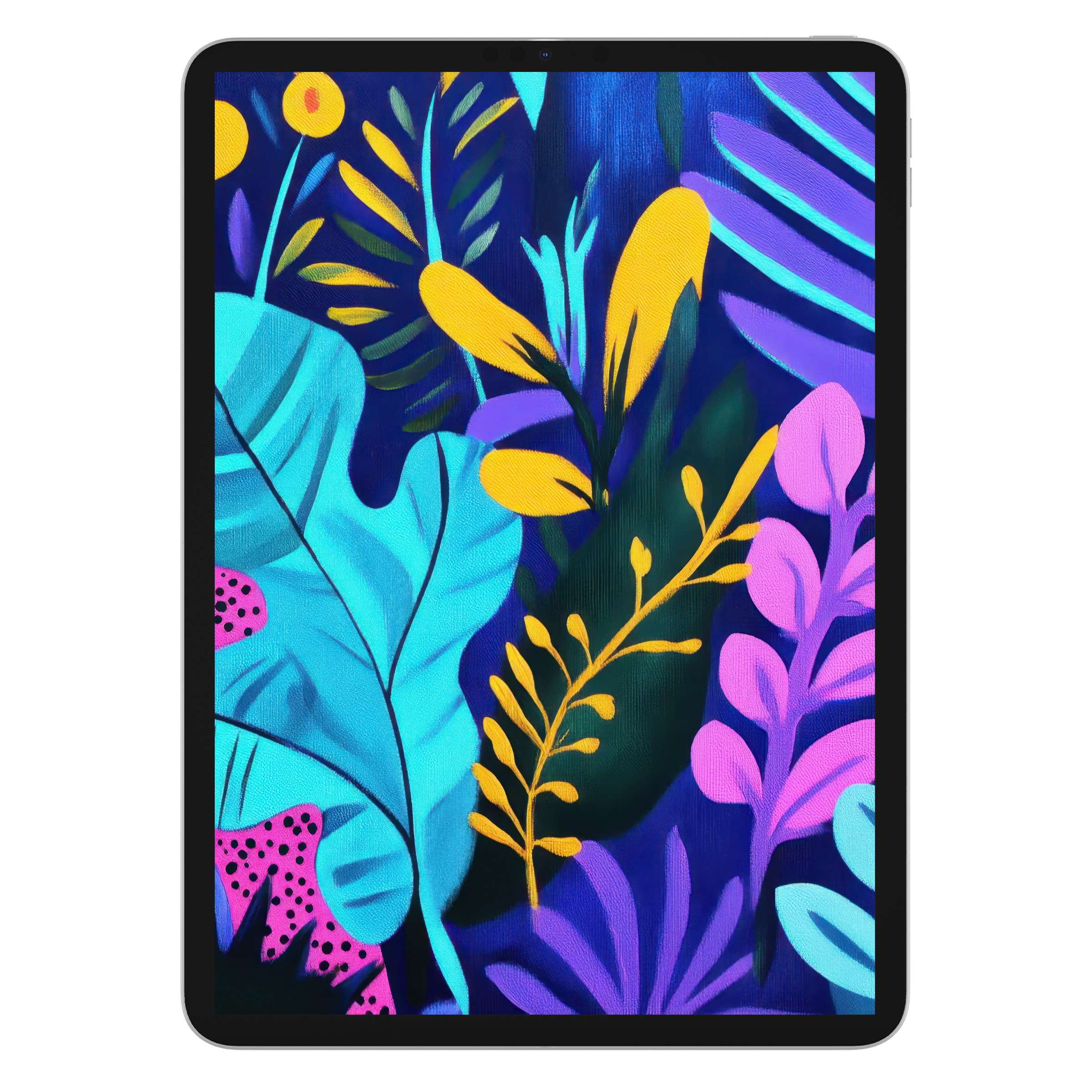 Vibrant foliage pop art iPad wallpaper as digital download transforms your tablet background into a calming, artistic escape