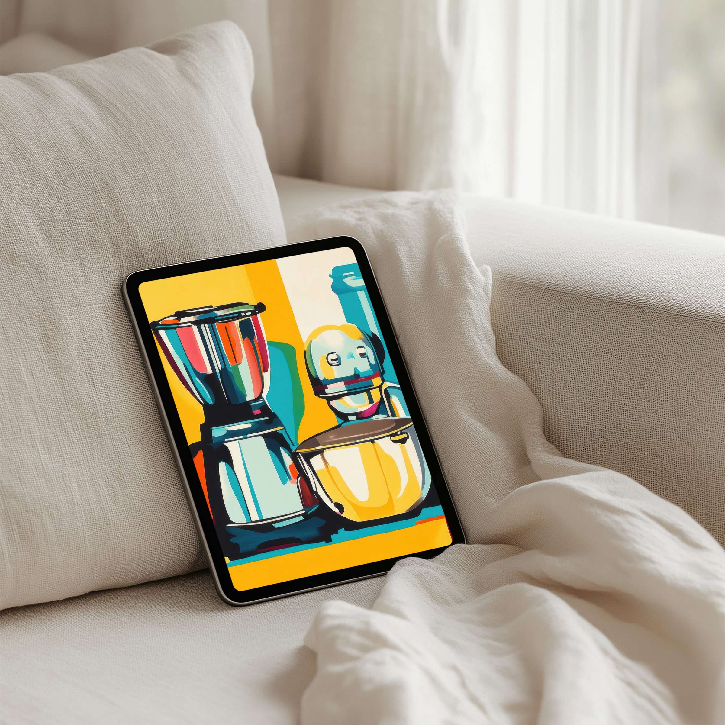 Colorful digital art for iPad background on a tablet offers calm elegance with instant download for mindful inspiration