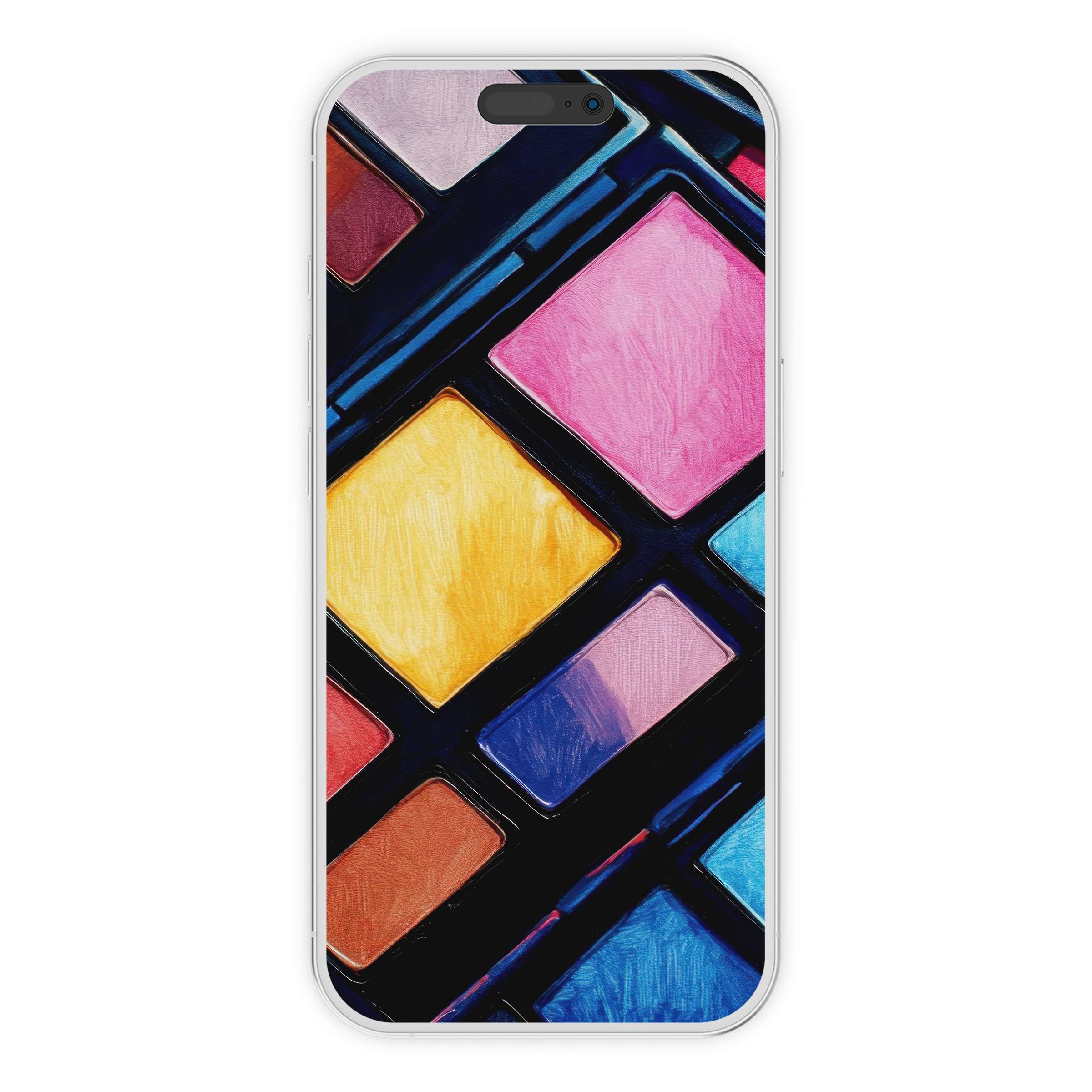 Vibrant pop art iPhone wallpaper with bold geometric patterns for a sleek phone background digital download, enhancing aesthetics