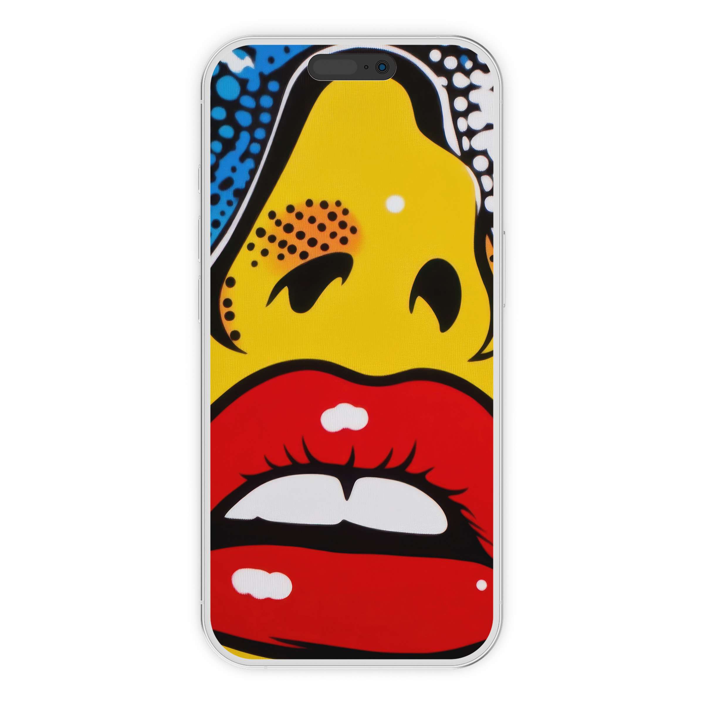 Vibrant pop art iPhone wallpaper with bold colors captures elegance and creativity for a stylish phone background digital download