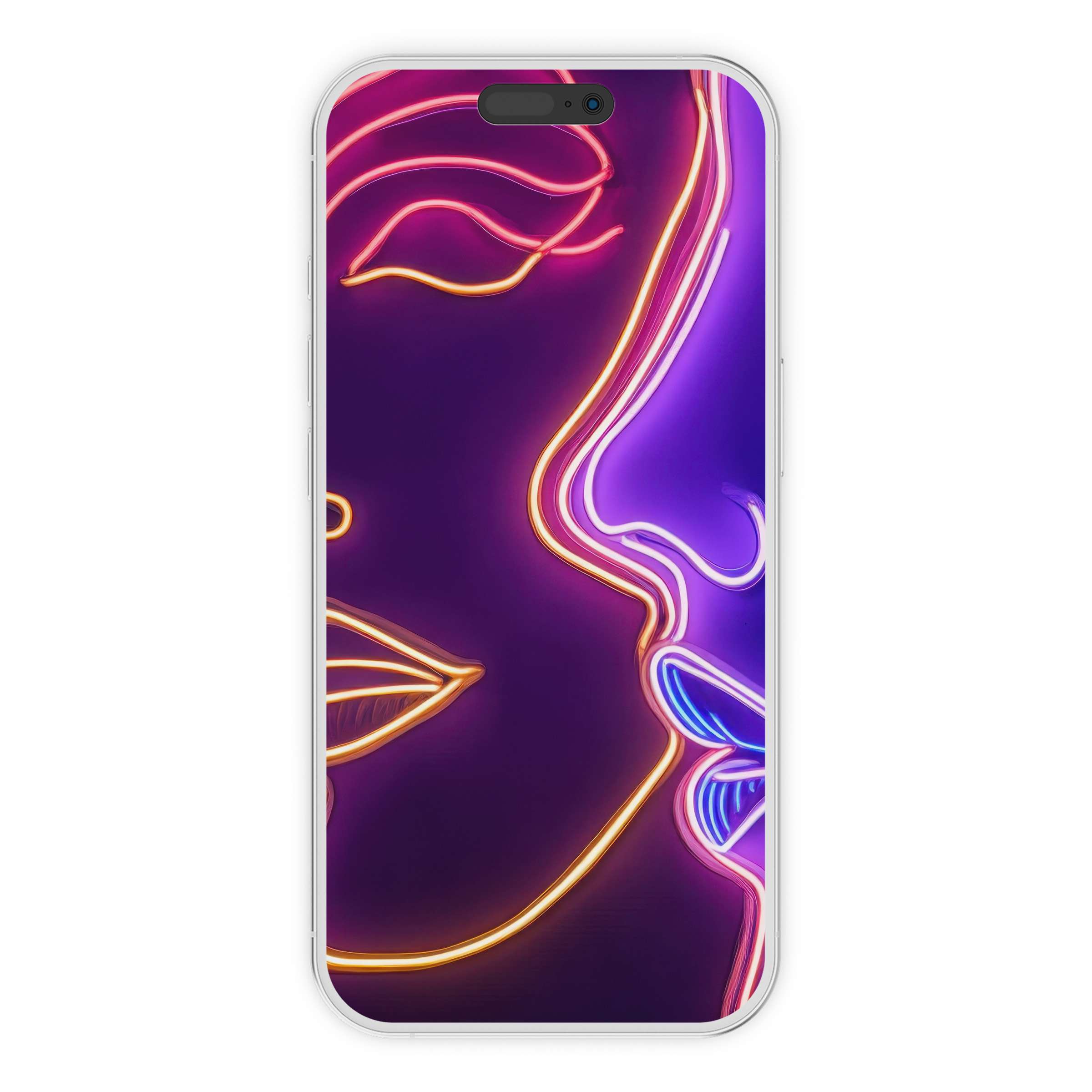 Vibrant pop art iPhone wallpaper featuring neon lines on a purple background perfect digital download for any phone screen ambiance