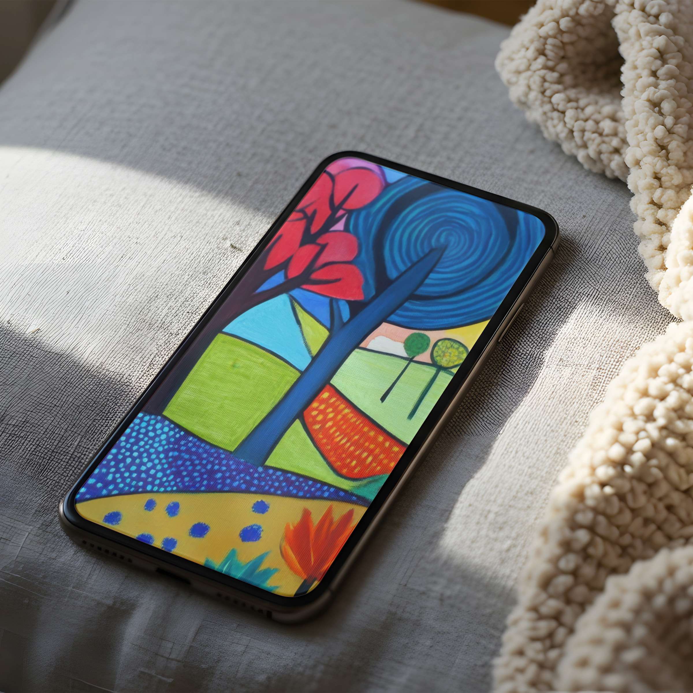 Vibrant abstract landscape phone wallpaper brings tranquility to your space with high resolution, perfect for iPhone and Android devices