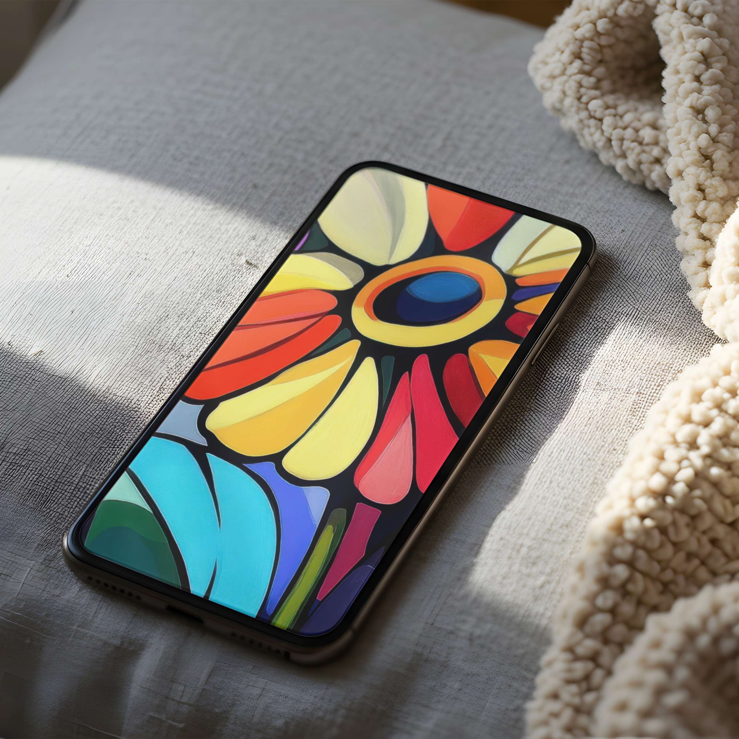 Elegant phone wallpaper with a vibrant abstract flower motif brings calm and beauty to your iPhone or Android high resolution screen