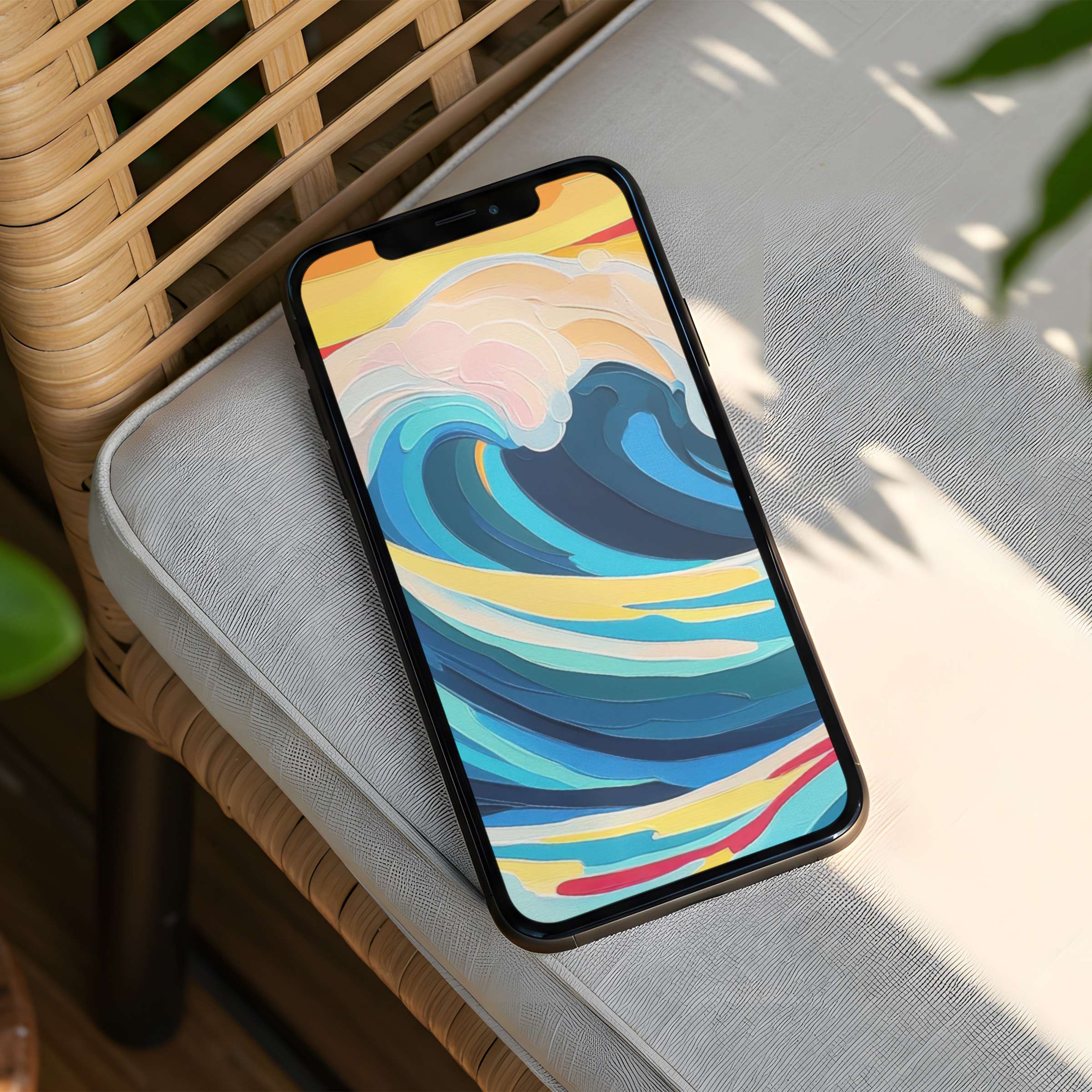 Elegant wave-themed iPhone background offering instant download for your phone brings calm and inspiration to any space
