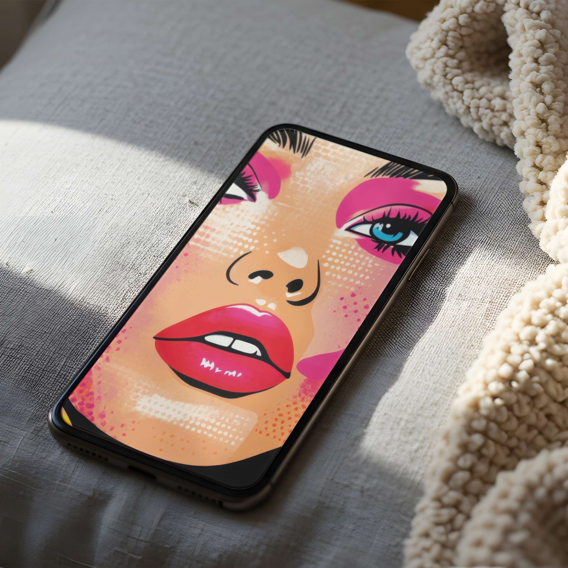 High resolution phone wallpaper featuring vibrant pop art portrait for iPhone and android users perfect for mindful, stylish spaces