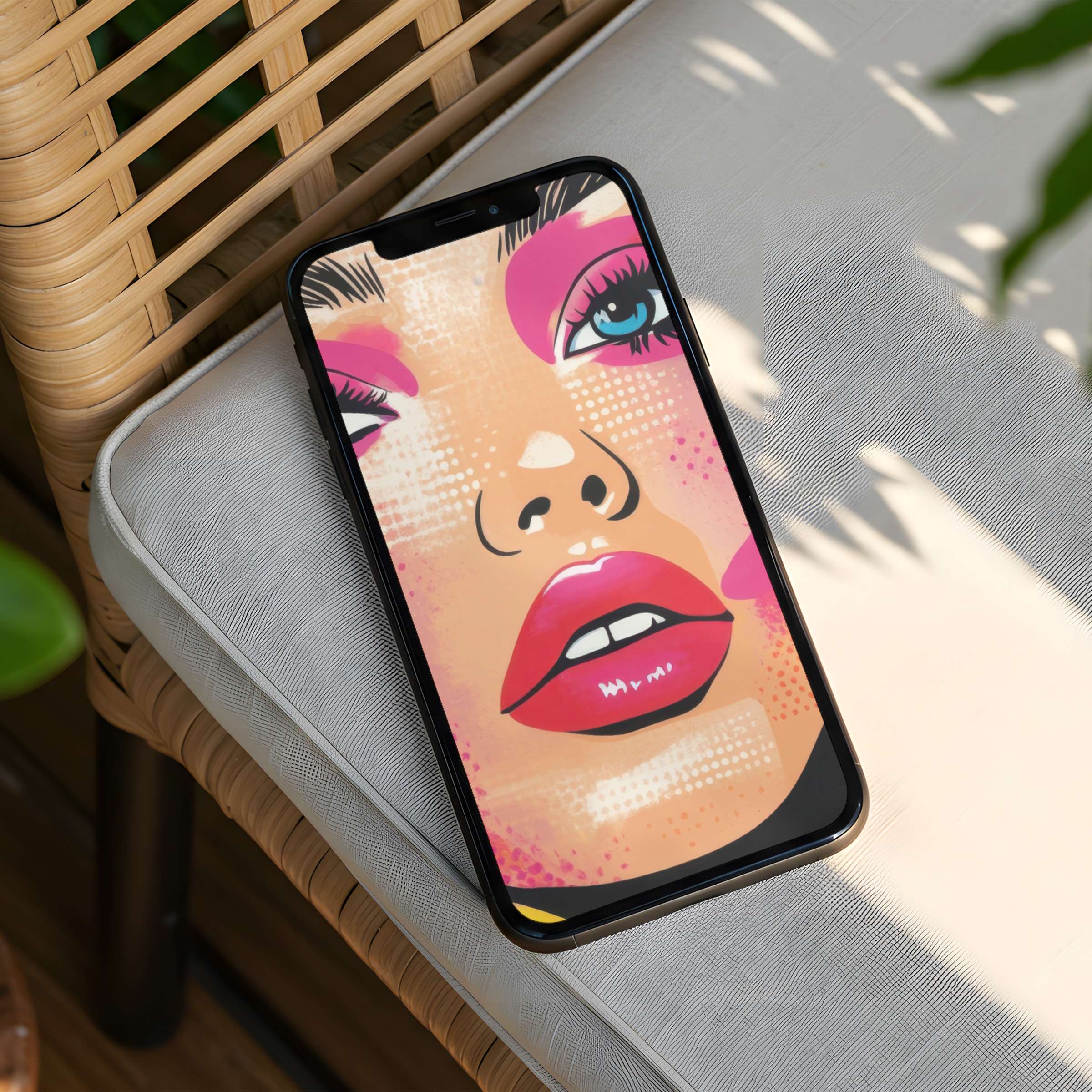 Vibrant pop art iPhone background featuring bold colors and modern elegance for instant download calming phone aesthetics