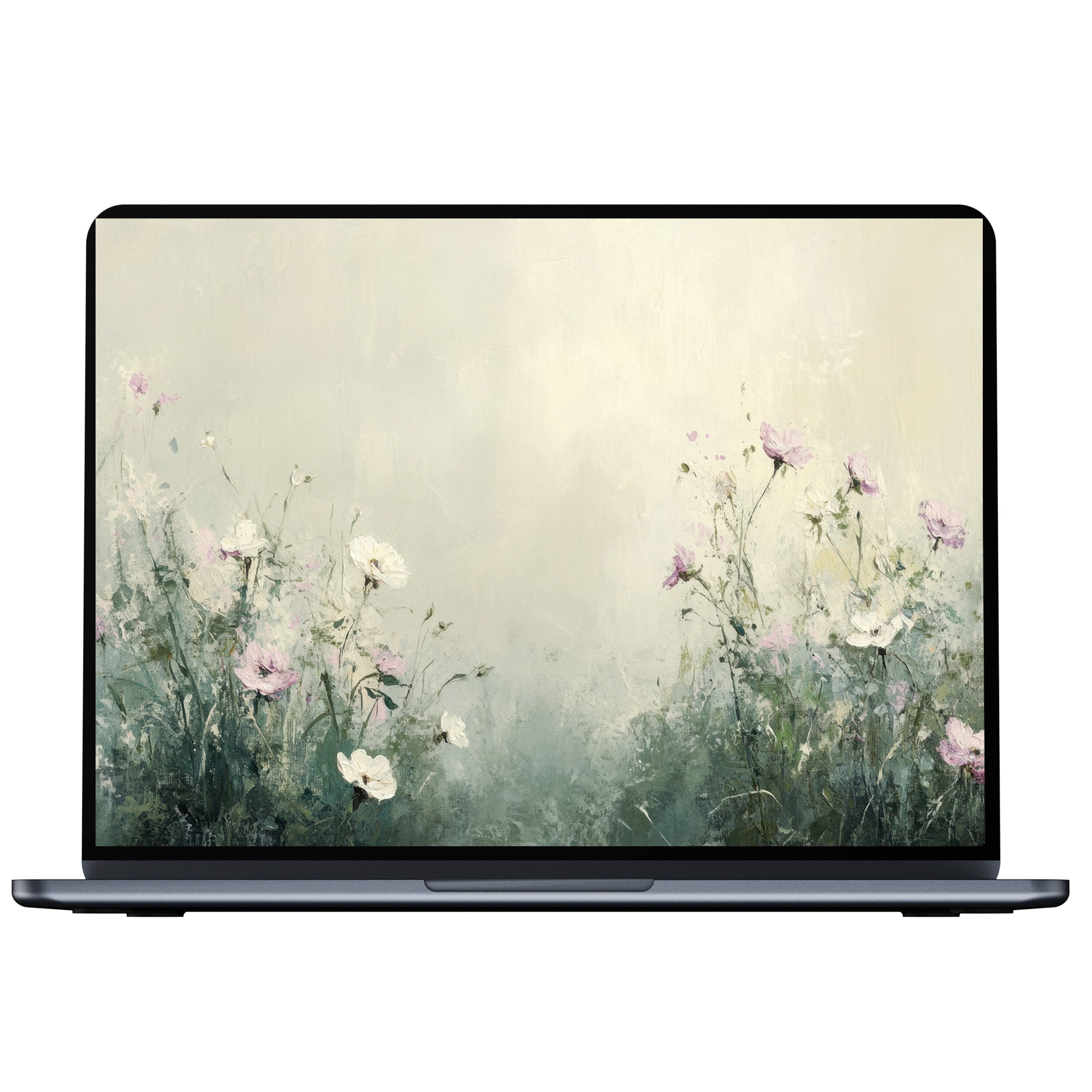 Elegant spring desktop wallpaper with soft pastel flowers evokes tranquility and inspiration for PC, laptop digital download