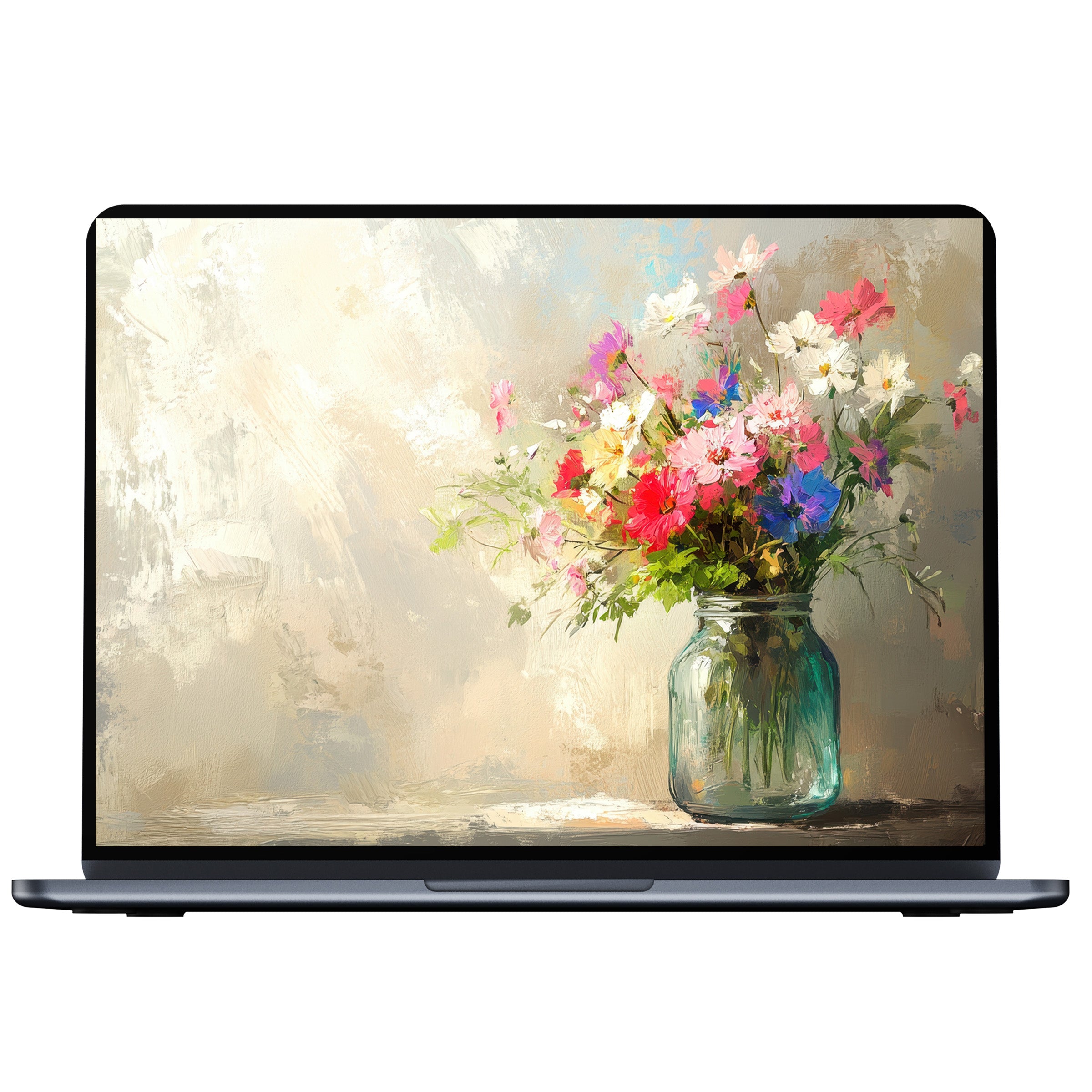 Spring desktop wallpaper digital download featuring vibrant floral art in soft pastels inspiring calm for PC and laptop screens
