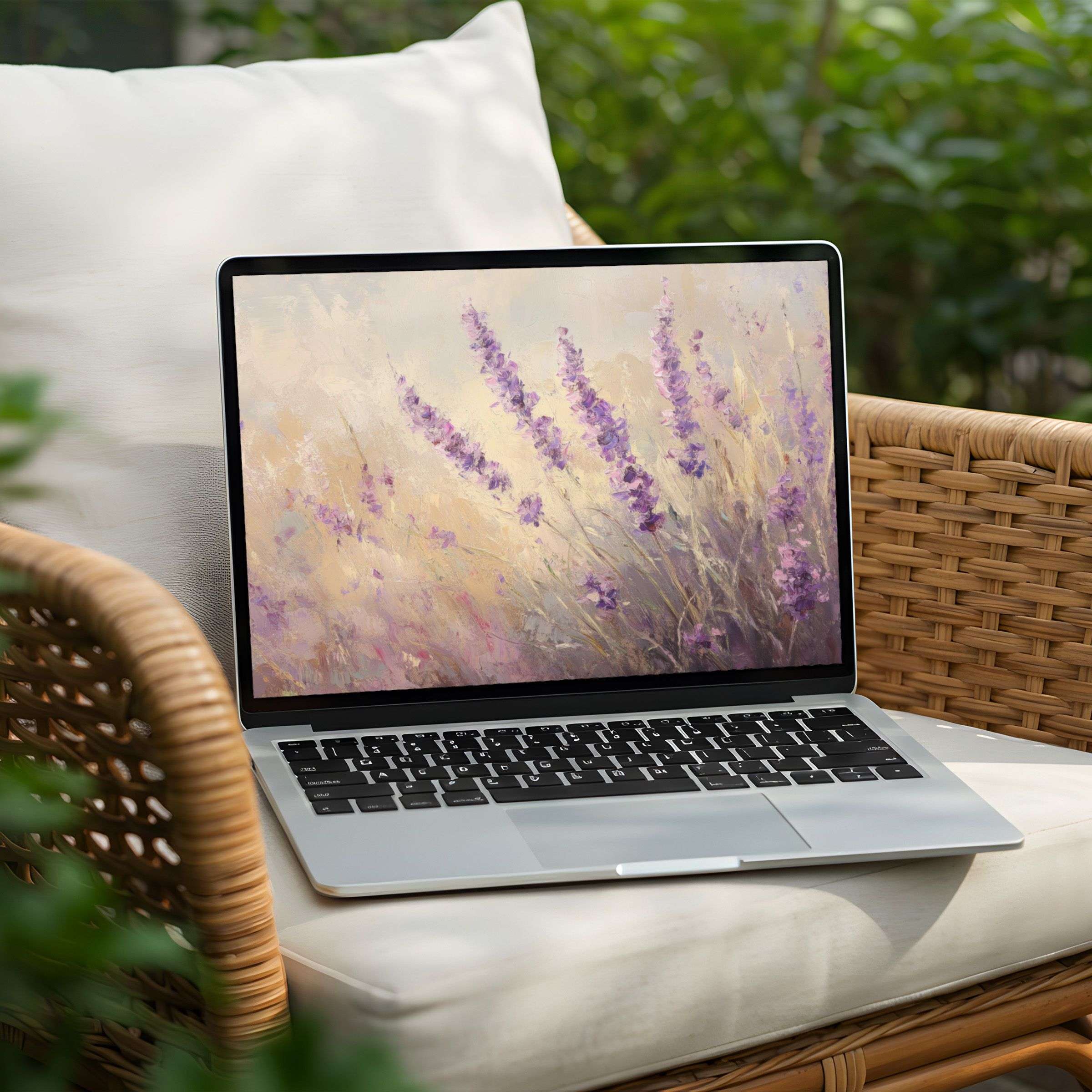 Lavender field painting for an elegant PC or Laptop desktop background Instant download for mindful inspiration and calm ambiance