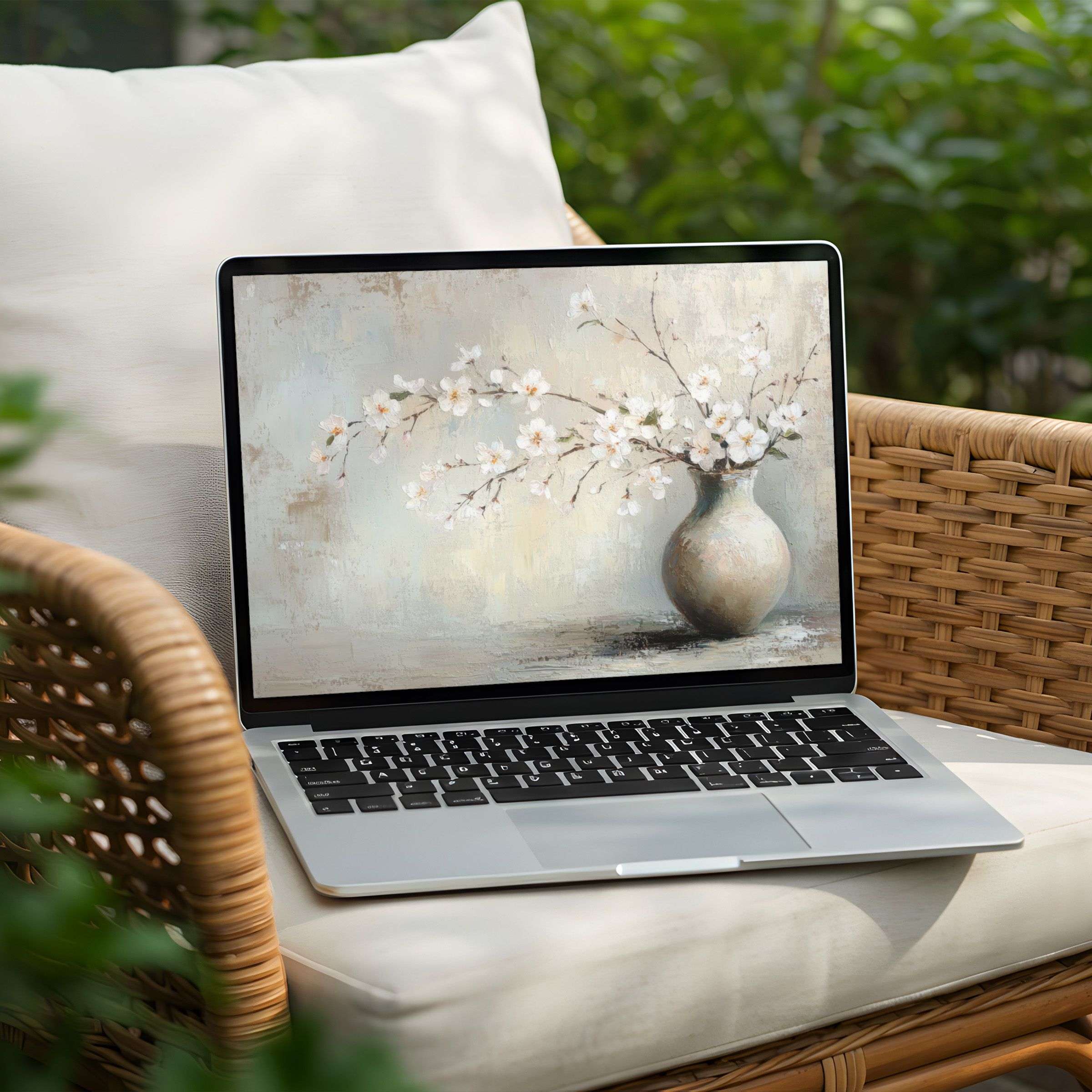 Elegant floral art desktop background for Laptop and PC instant download calming design inspires mindfulness and aesthetics
