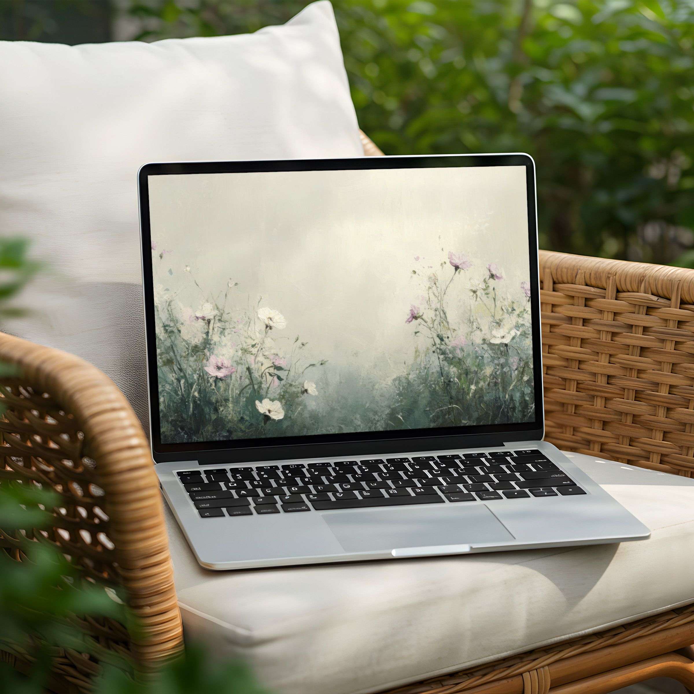 Serene floral desktop background for PC or Laptop instant download evokes calm and inspiration with its elegant nature scene