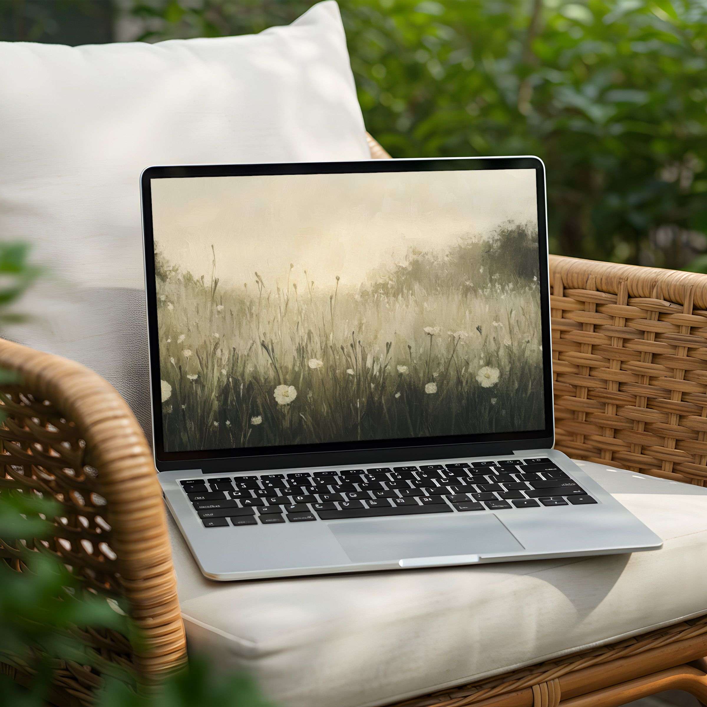 Elegant desktop background with serene wildflowers for instant download on PC or Laptop, inspiring calm and mindfulness
