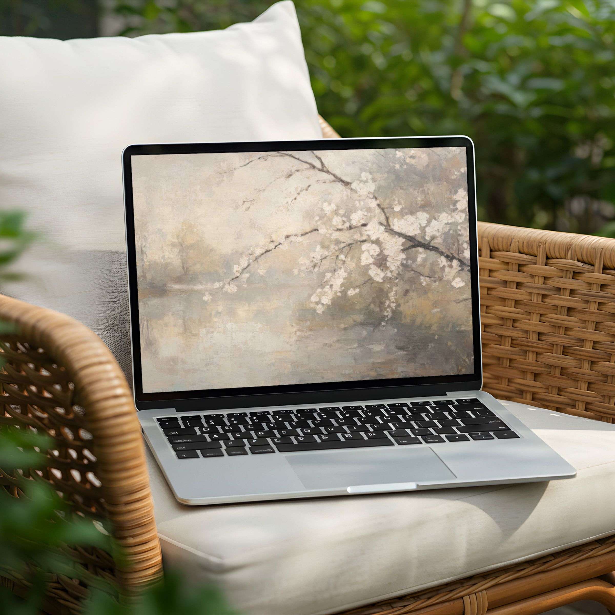 Elegant desktop background featuring serene floral art for instant download on PC or Laptop inspiring calm and mindfulness