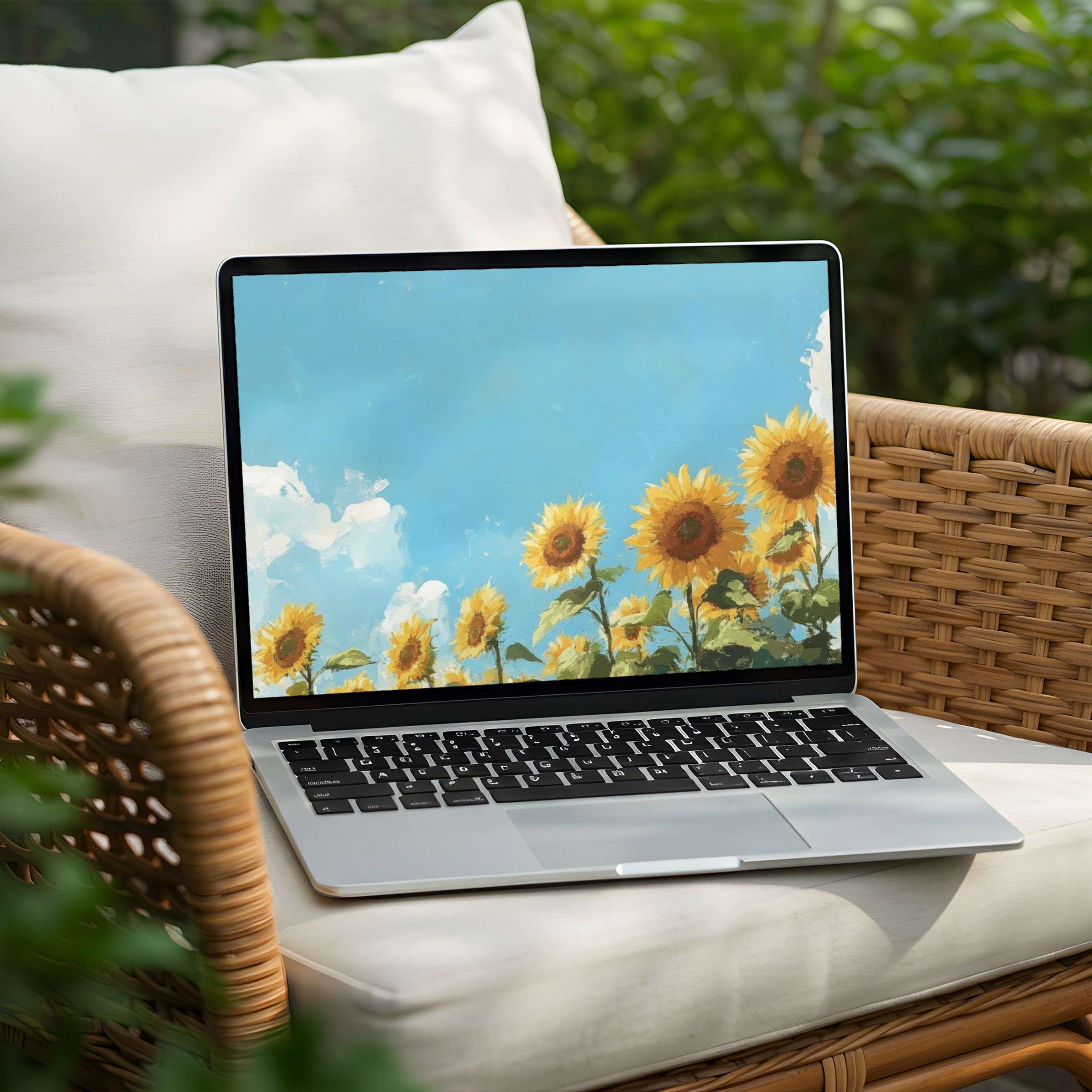 Sunflower desktop background for PC and Laptop offers instant download Inspiring elegance with calming blue sky and vibrant blooms
