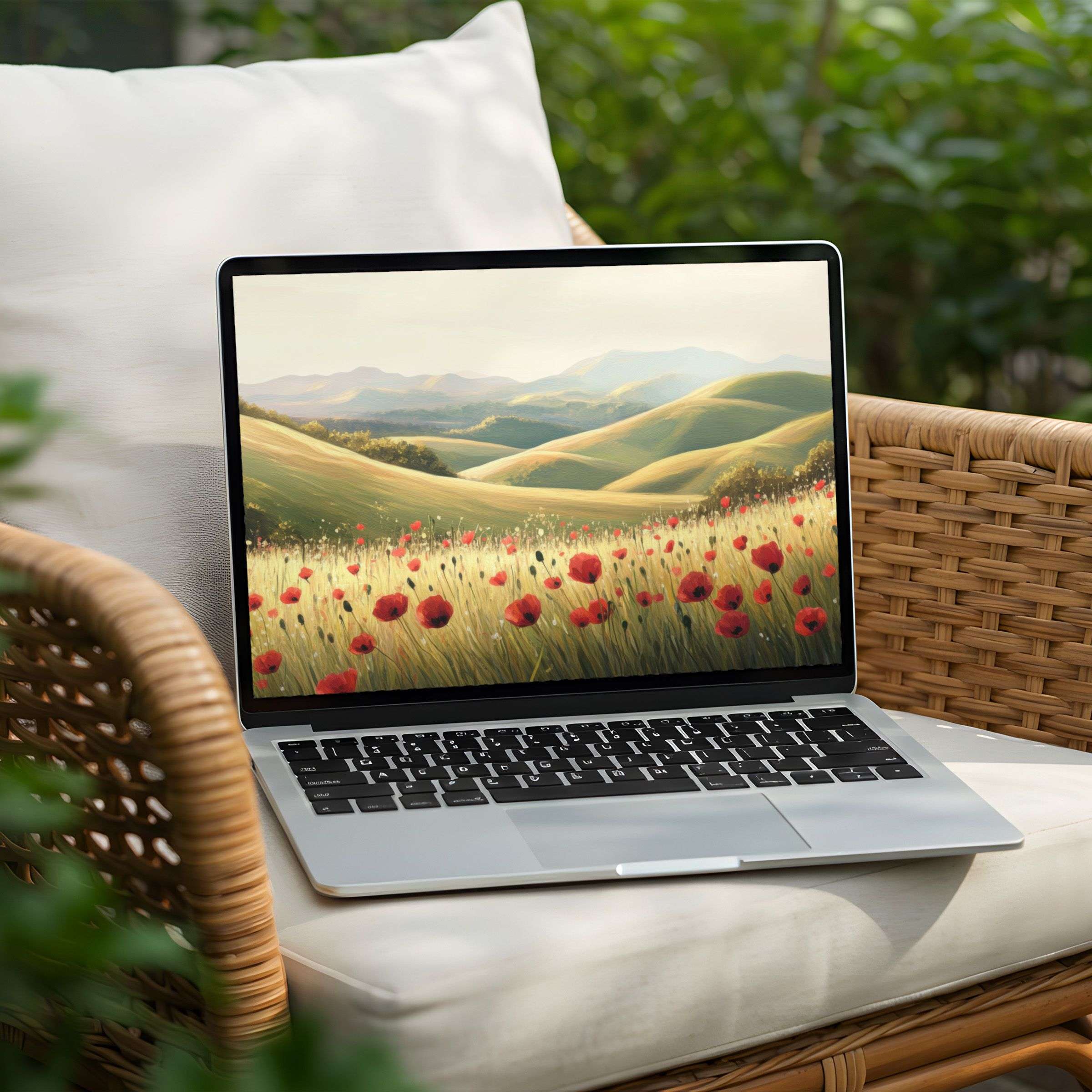 Serene poppy fields elevate your PC or Laptop with this elegant desktop background available for instant download inspiring mindfulness