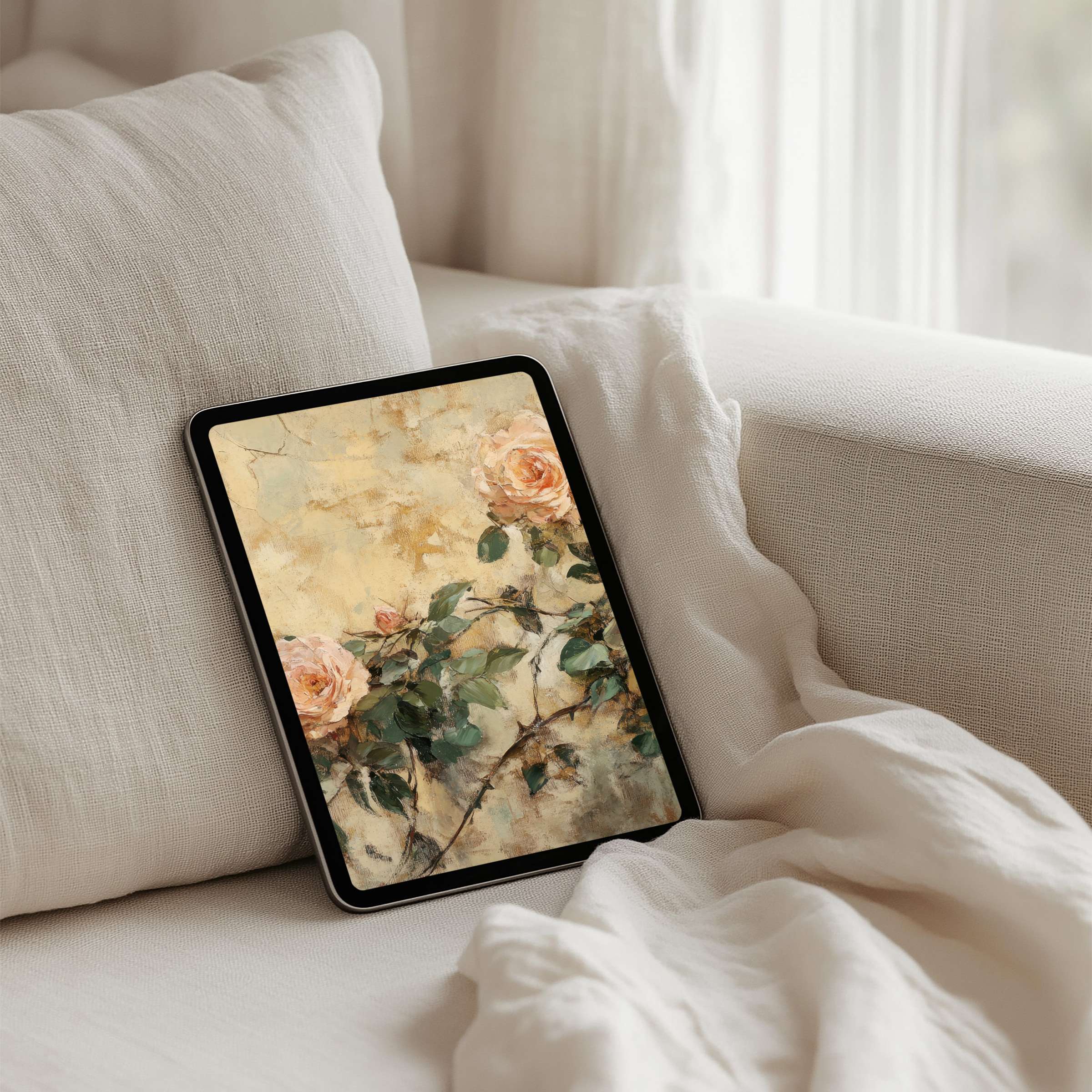 Romantic floral iPad background for instant download to inspire elegance and calm on any tablet, enhancing mindfulness and style