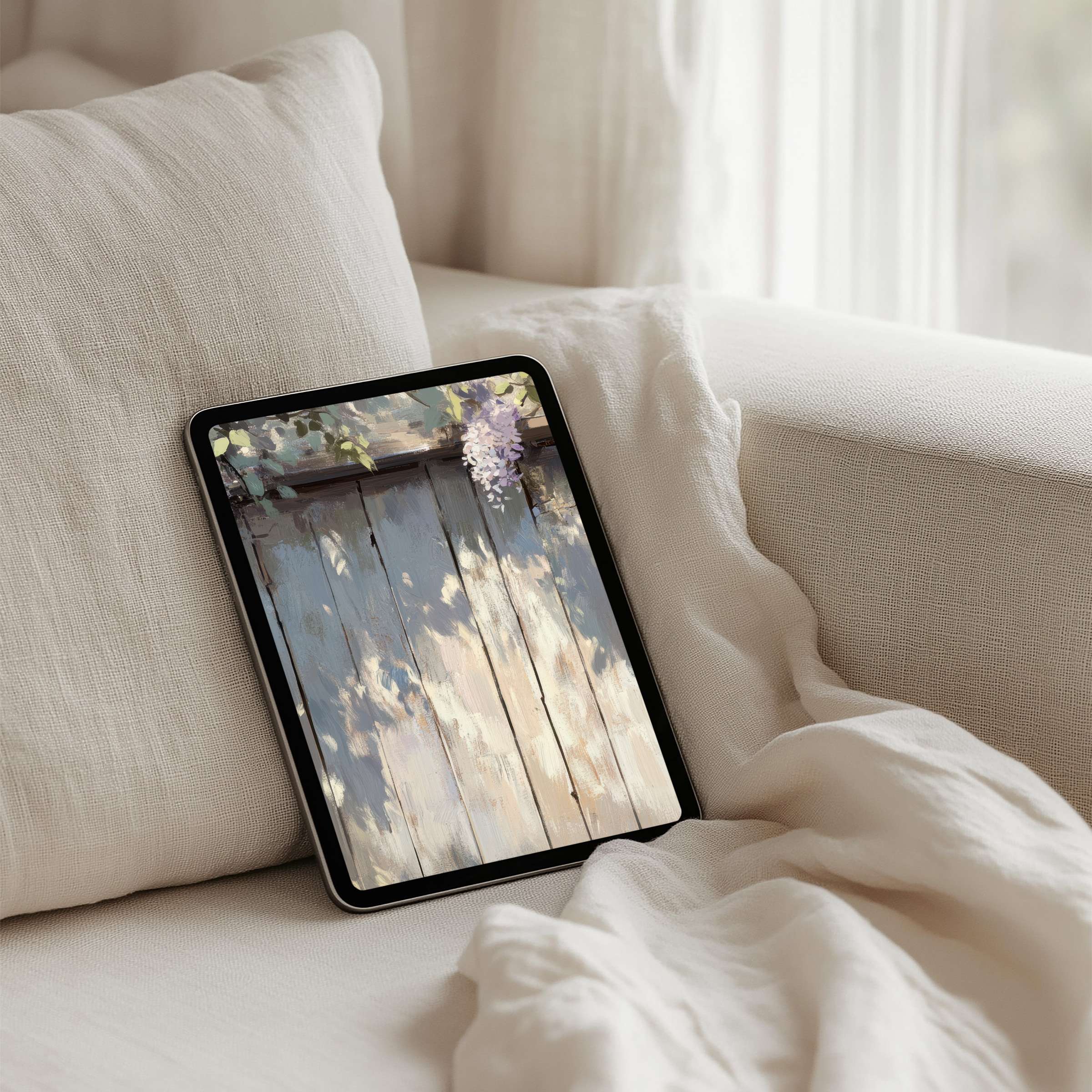 Elegant iPad background with natural colors and textures brings calm inspiration to tablets via instant download in serene settings