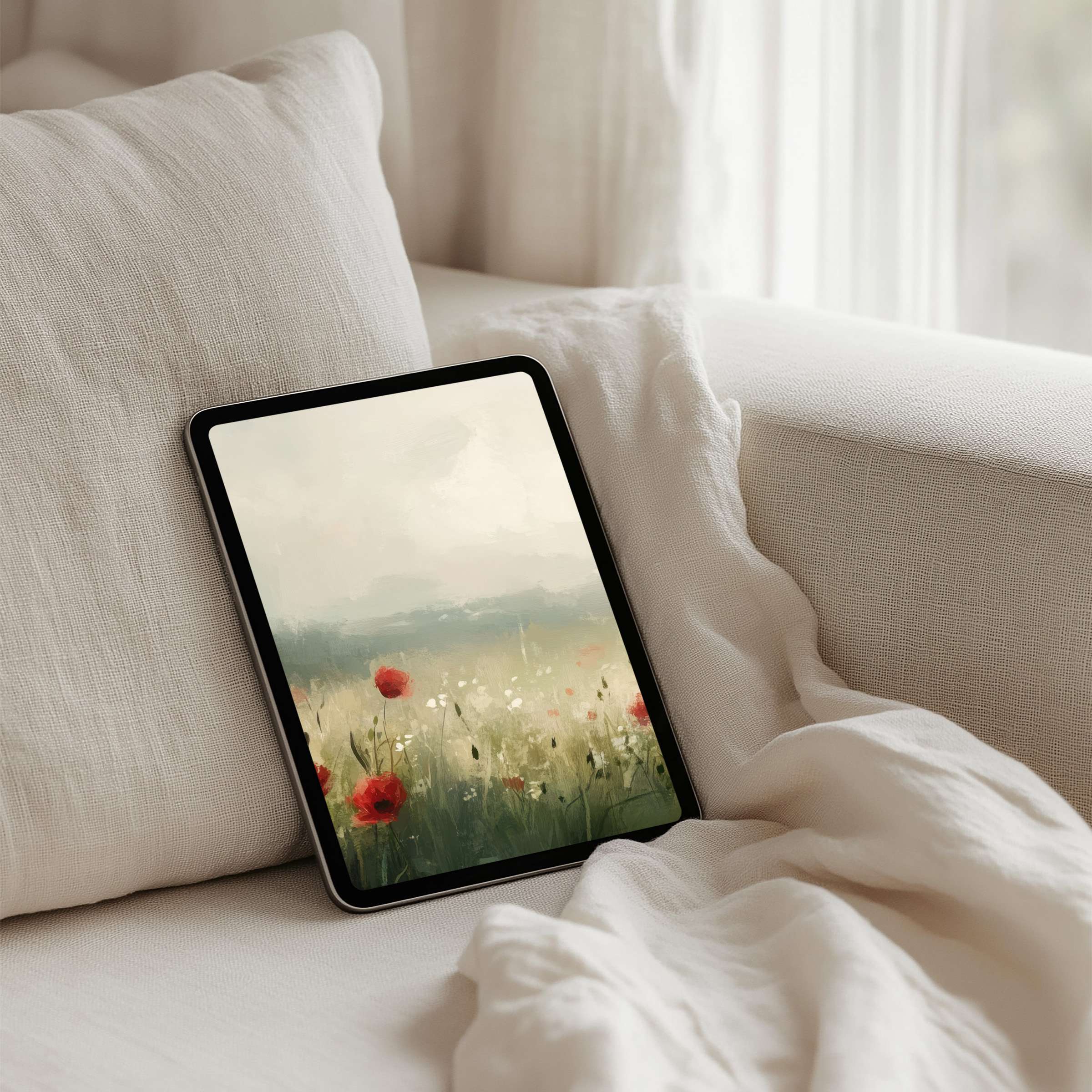 Calm and elegant iPad background with serene floral design for instant download on tablet brings inspiration and mindfulness
