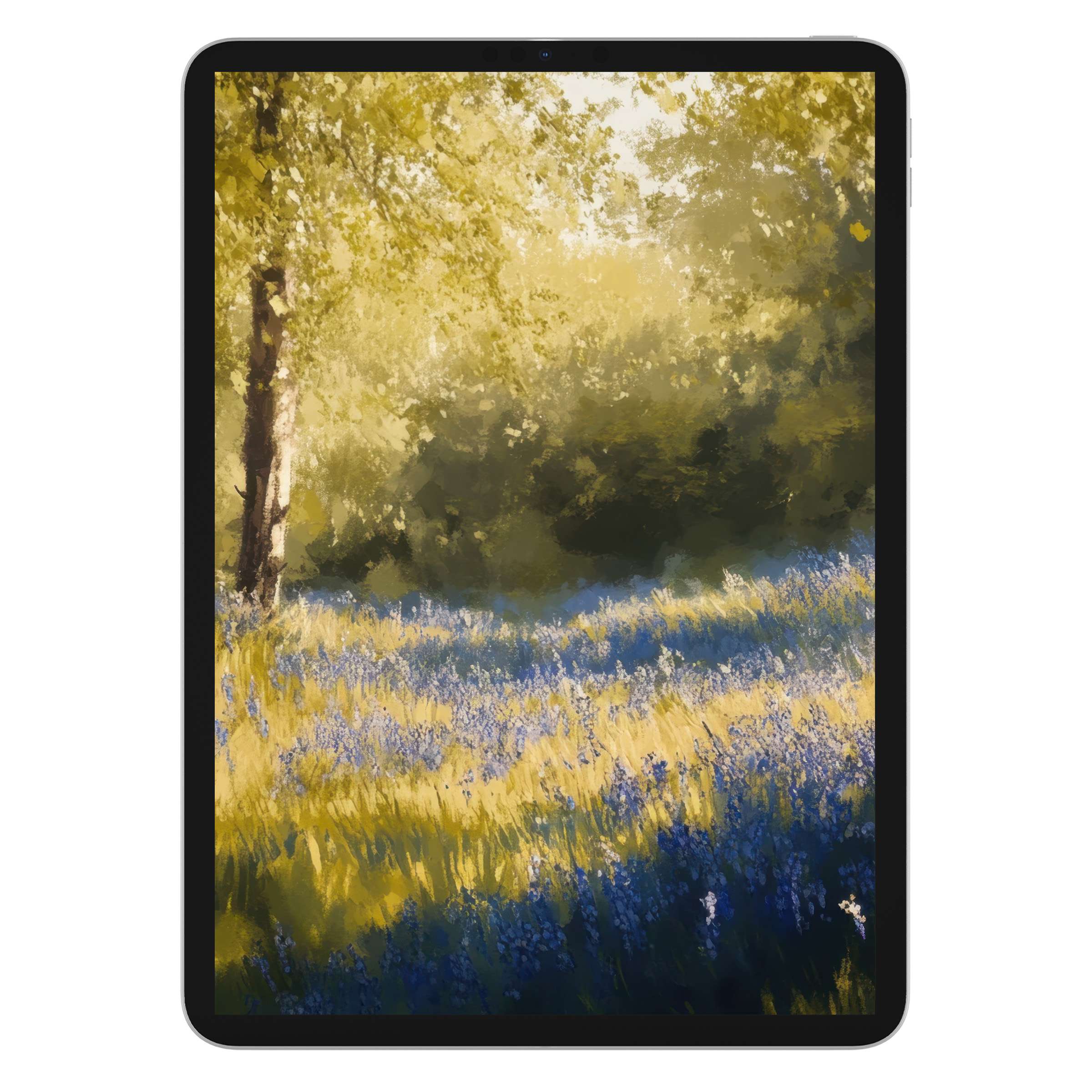 Spring iPad wallpaper with serene meadow and sunlight, perfect digital download for tablet background and nature lovers Suitable for Android