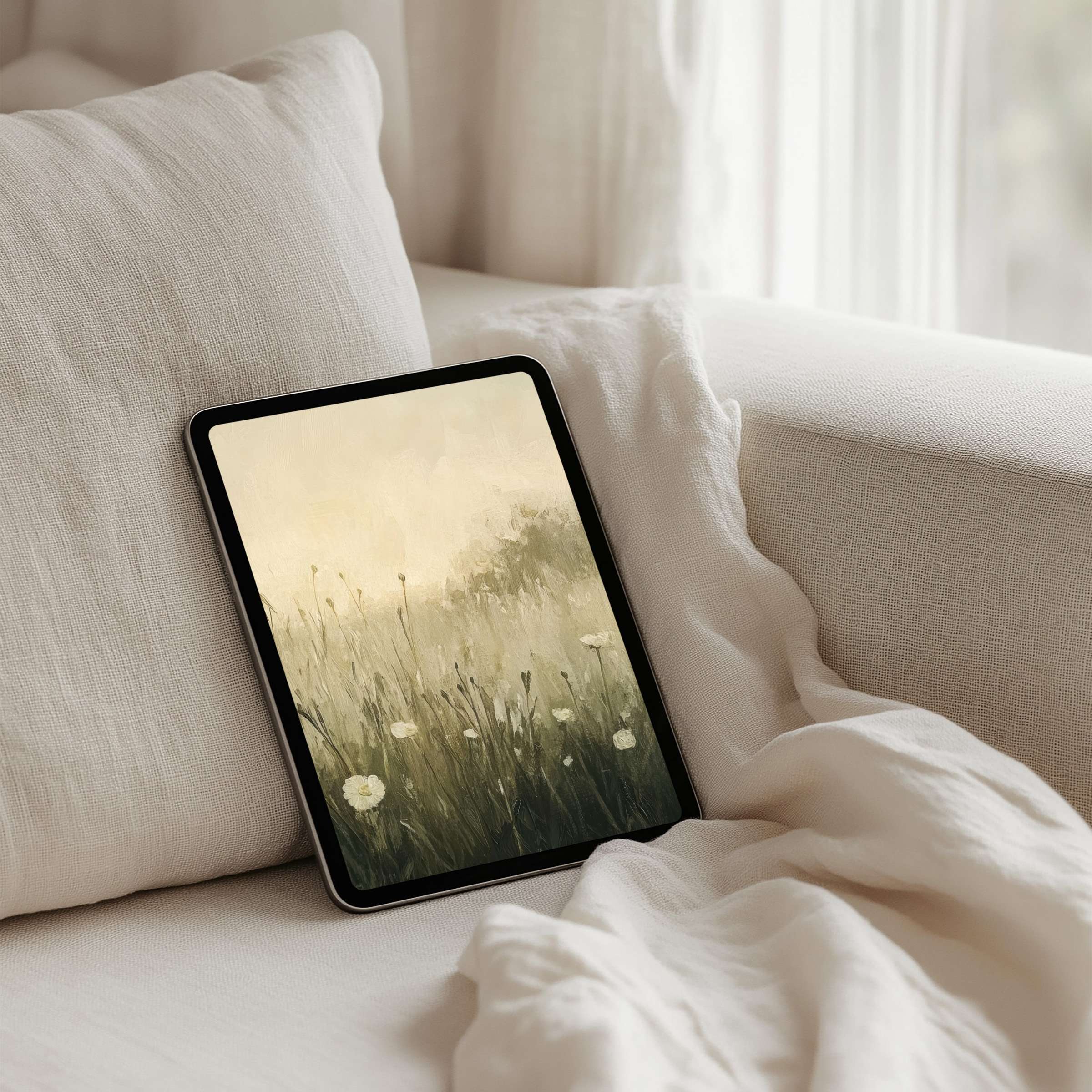 Serene wildflower meadow iPad background for instant download brings elegance and calm to any tablet setting inspiring mindfulness