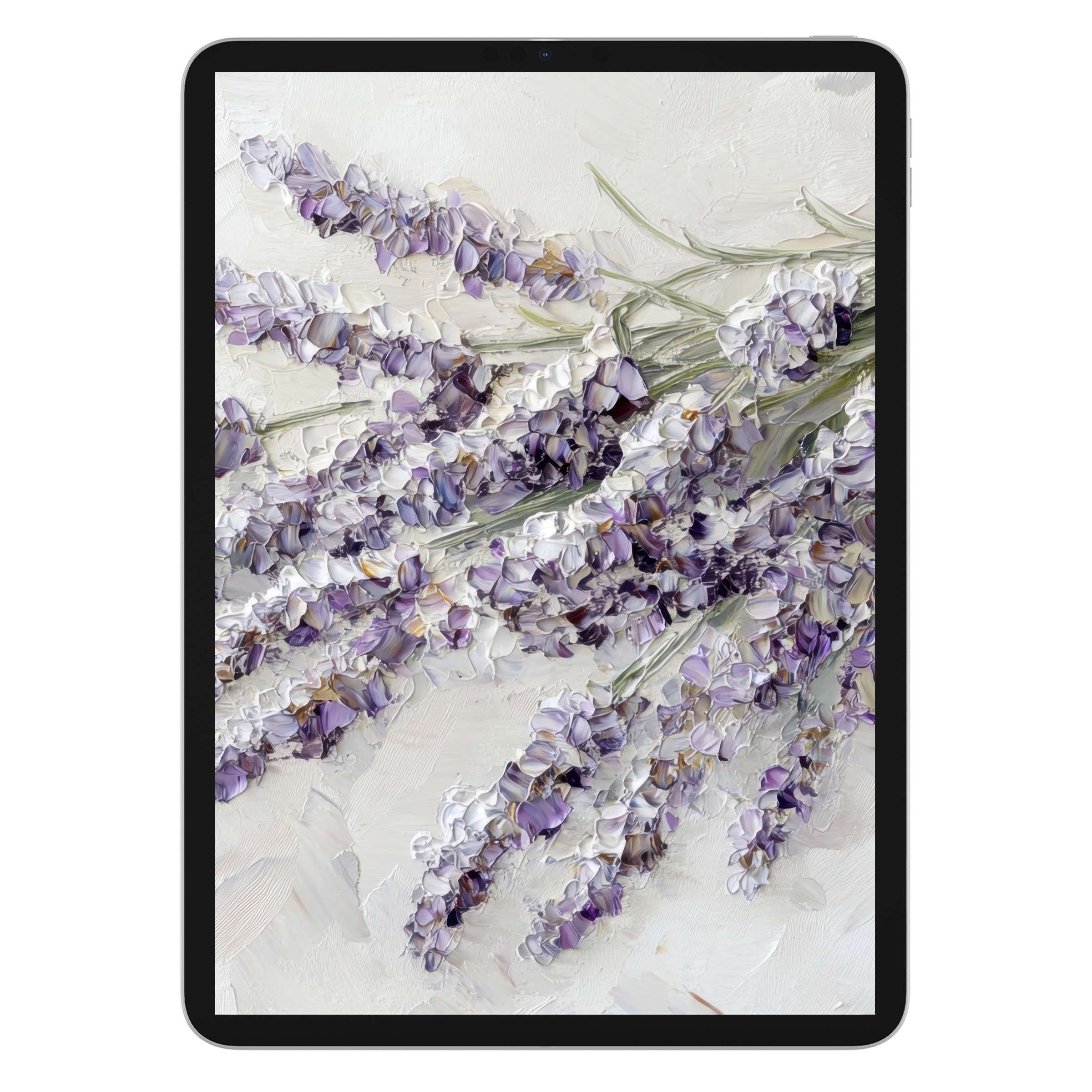 Elegant spring iPad wallpaper featuring lavender florals, perfect for tablet background, available as a digital download for serene aesthetics