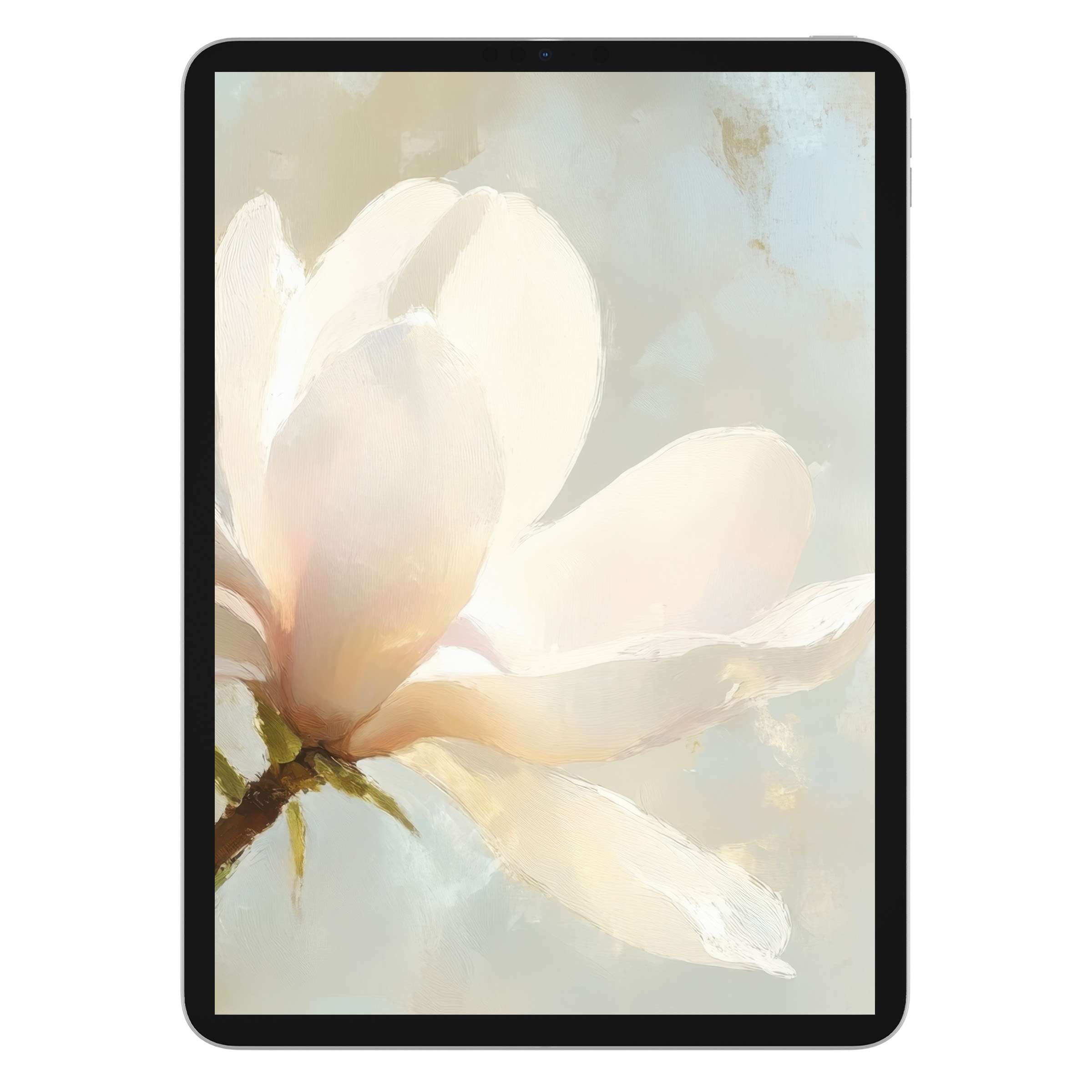 Elegant spring iPad wallpaper with a pastel floral painting offers a calm, digital download for tablet backgrounds, enhancing aesthetics
