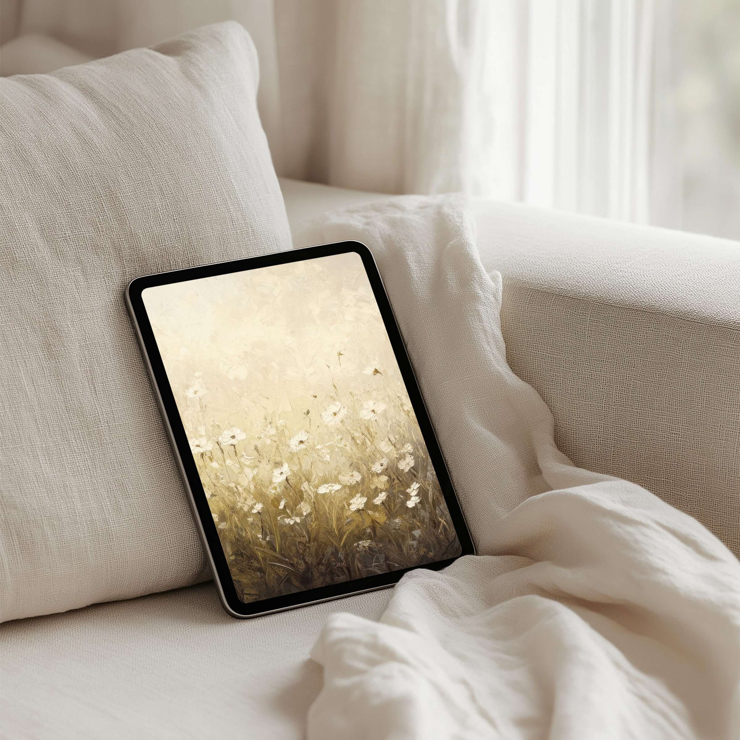 Calming floral iPad background in soft pastels offers elegance and mindfulness for your tablet instant download for digital art lovers