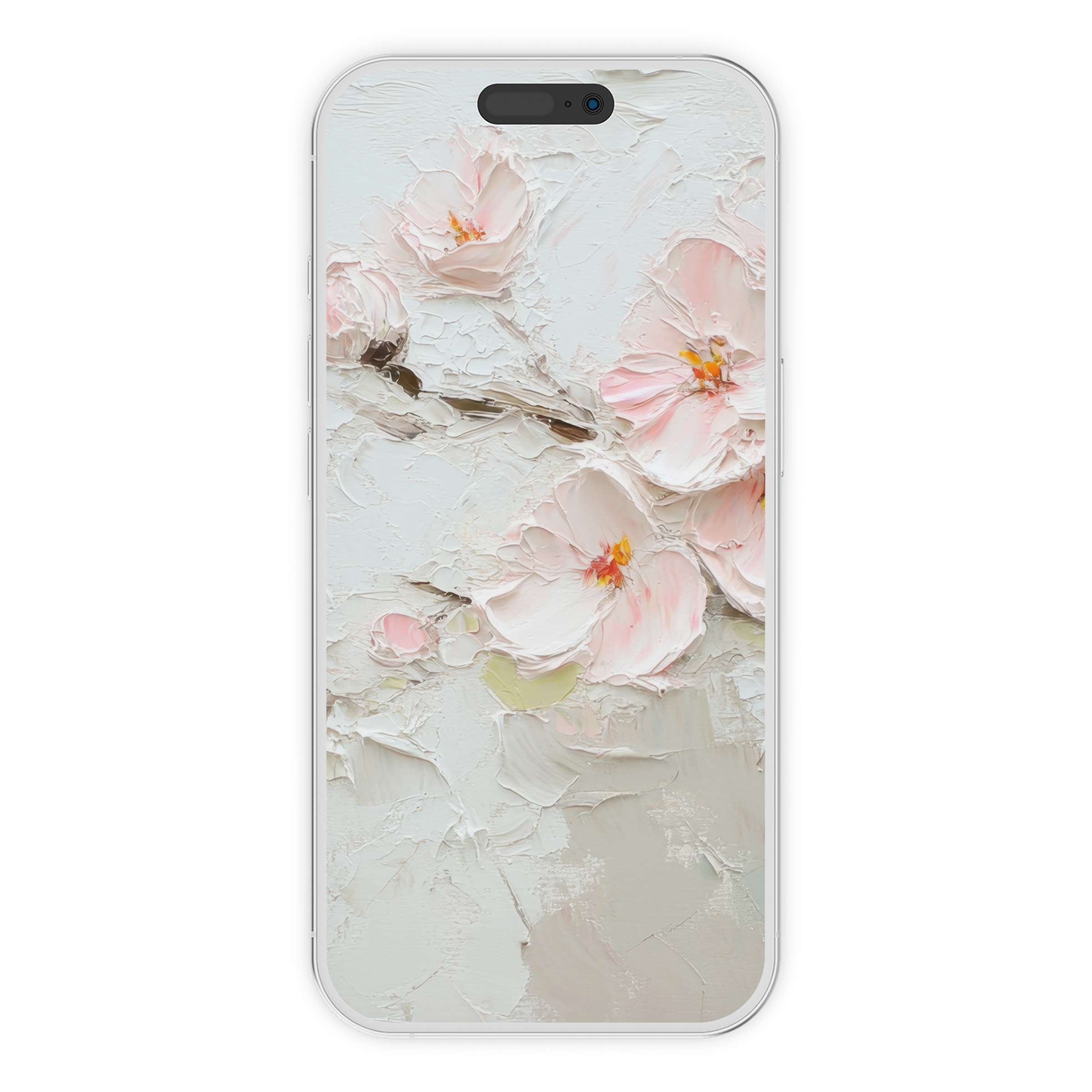Elegant spring iPhone wallpaper with pastel floral textures offers a serene digital download phone background for tranquil vibes