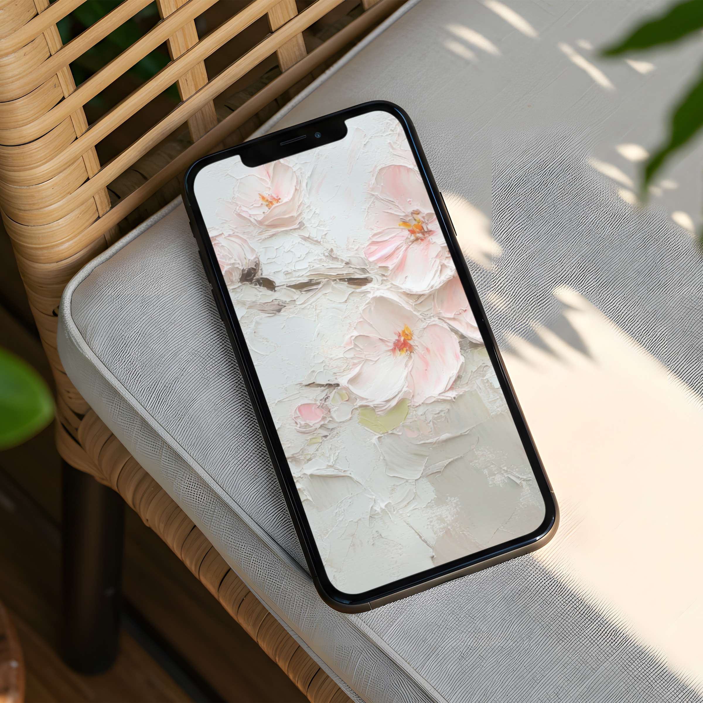 Delicate floral iPhone background with pastel blossoms offers instant download for phone users seeking elegance and mindfulness benefits