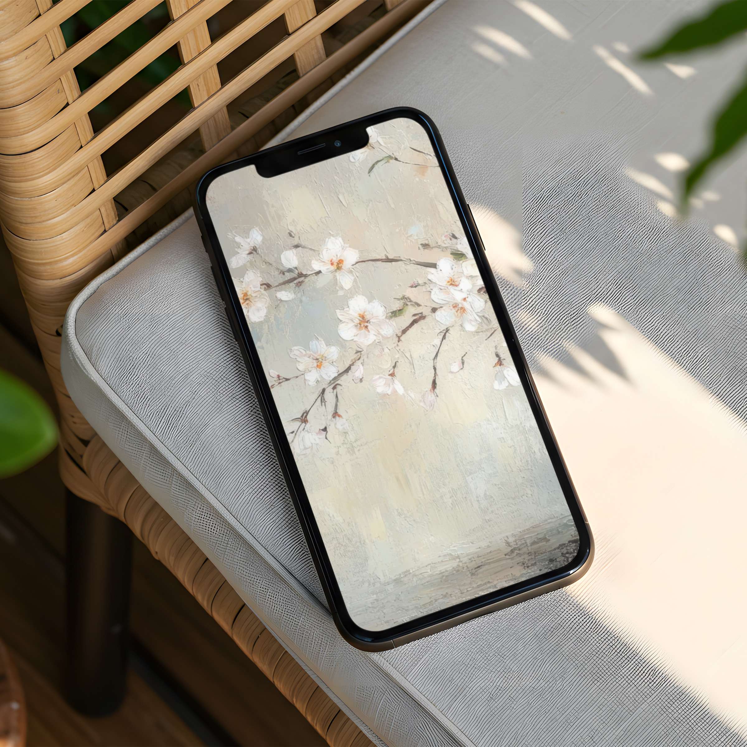 Elegant cherry blossom iPhone background for instant download enhances phone aesthetics with a calming, inspirational ambiance for mindfulness