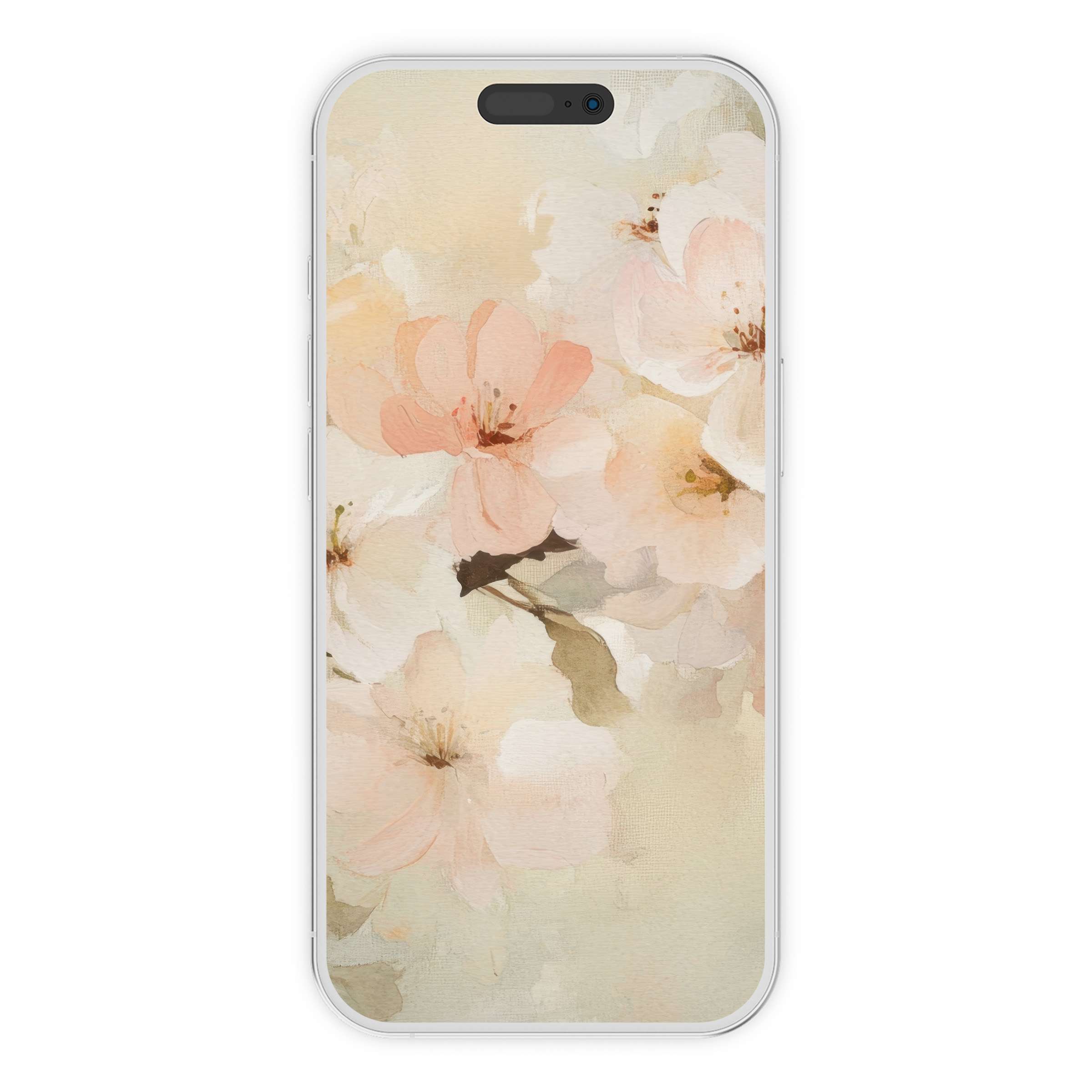 Elegant spring iPhone wallpaper with soft floral watercolor design for phone background digital download suitable for Android