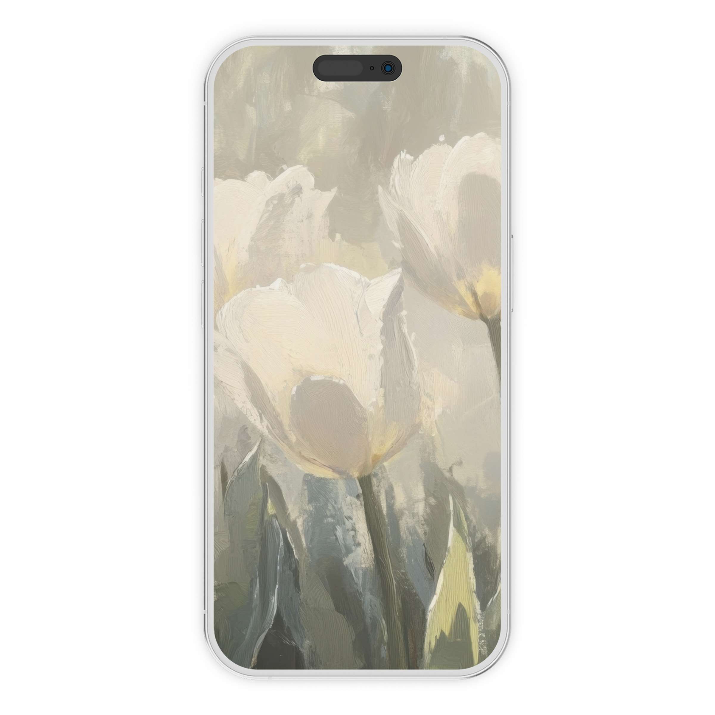 Elegant spring iPhone wallpaper with soft pastel tulips offers a tranquil digital download phone background for all devices