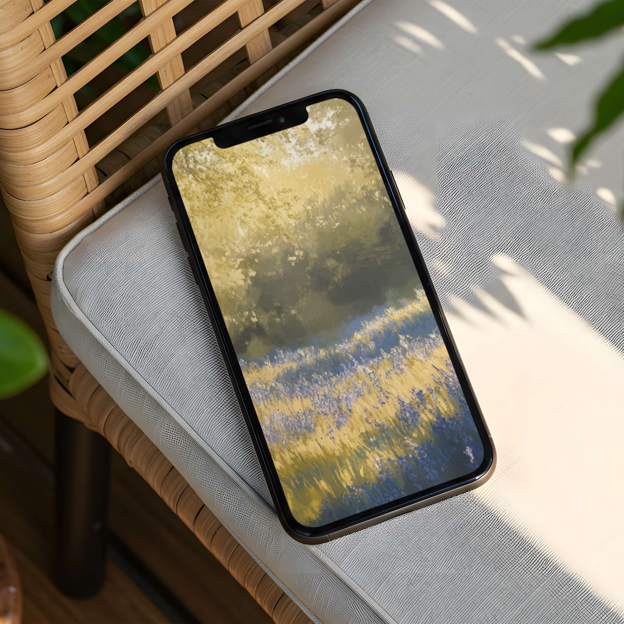 Serene floral iPhone background for instant download offers calming inspiration with gentle yellow and blue tones for any phone