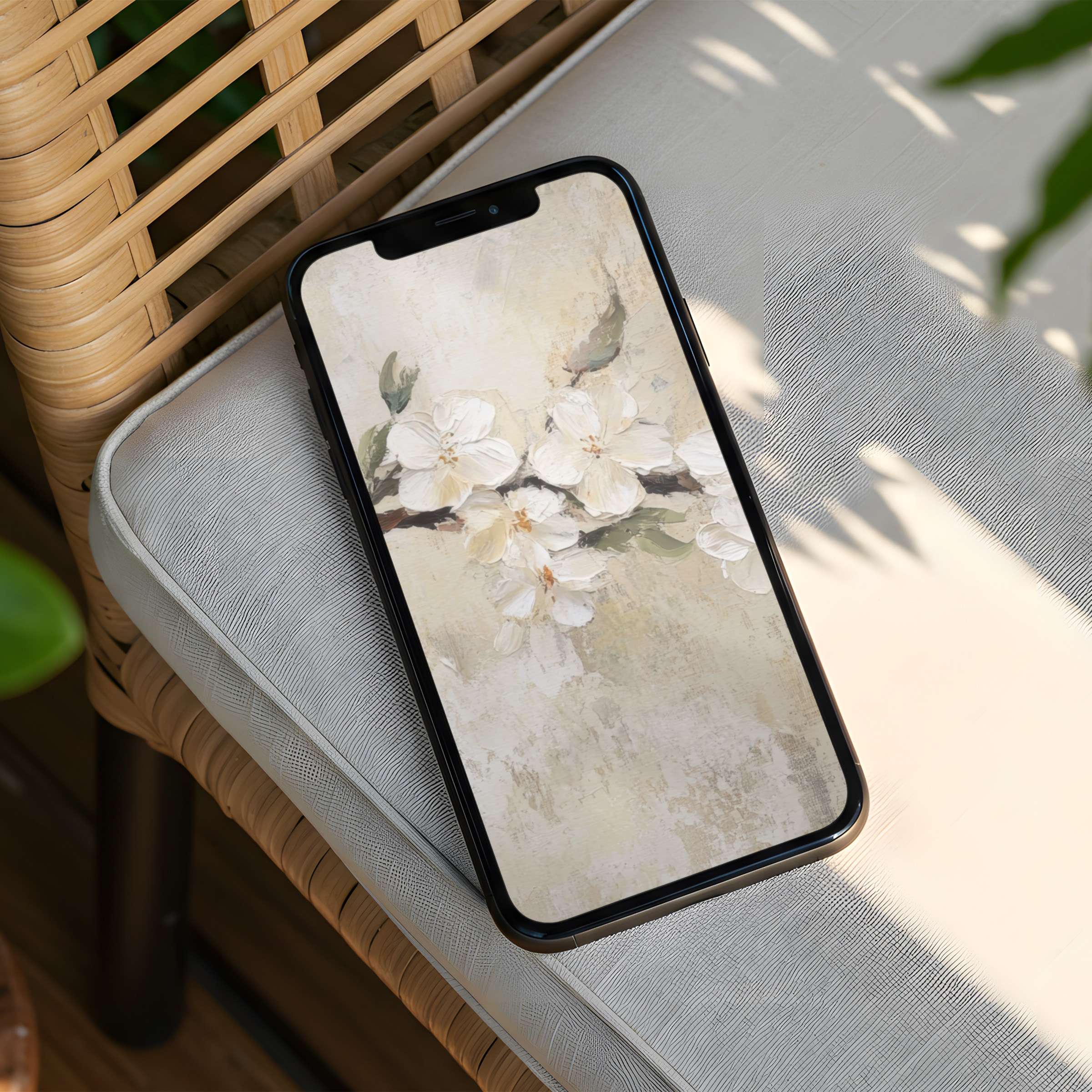 Elegant floral iPhone background for instant download brings calming inspiration to your phone with soft hues and artistic serenity